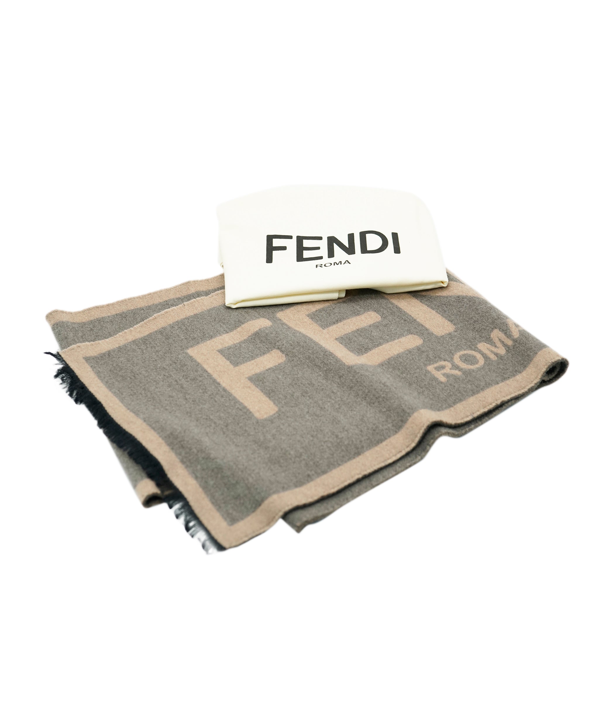 Fendi Brown and Grey Wool Scarf ALL0799