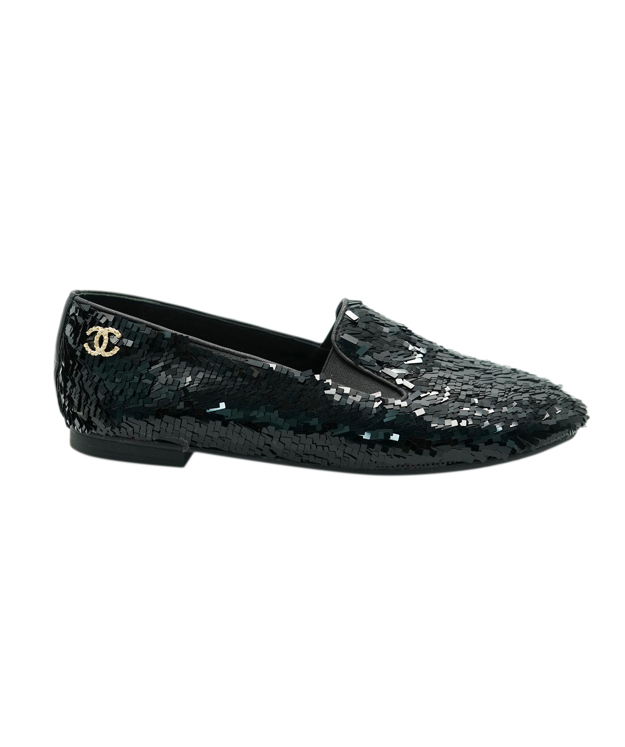 Chanel Sequin Loafers With CC Detail in Box  ALC1813