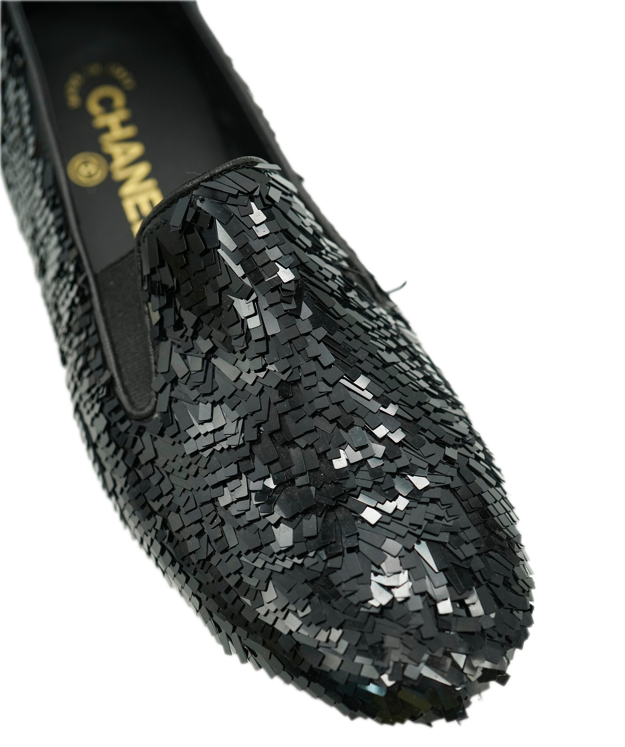 Chanel Sequin Loafers With CC Detail in Box  ALC1813