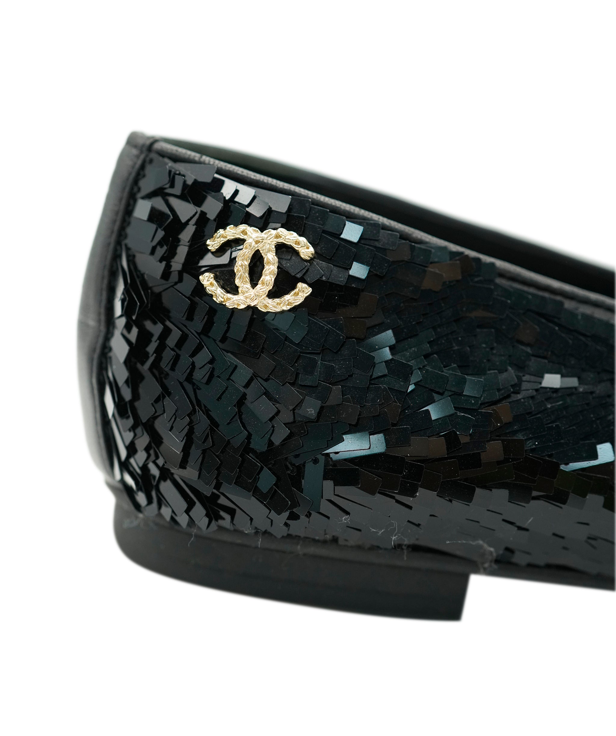 Chanel Sequin Loafers With CC Detail in Box  ALC1813