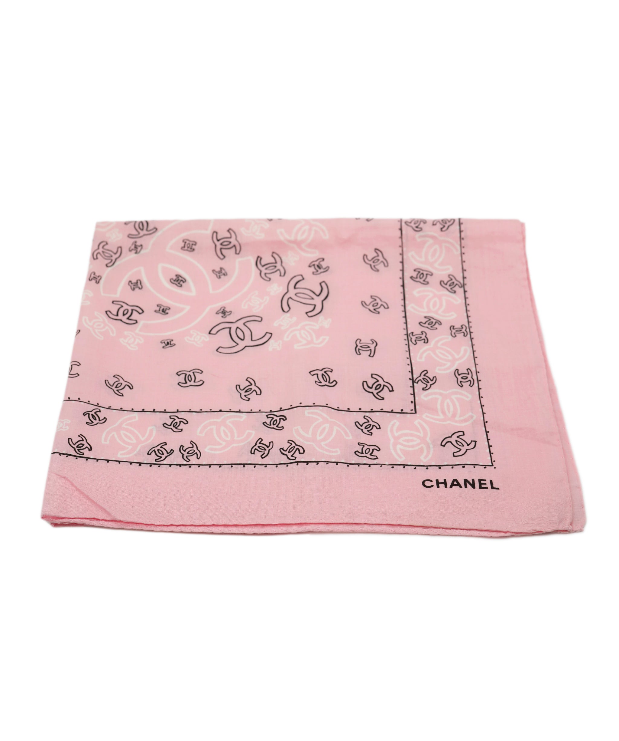 Chanel Vintage Pink Cotton Bandana Neckerchief Scarf  ALL0788