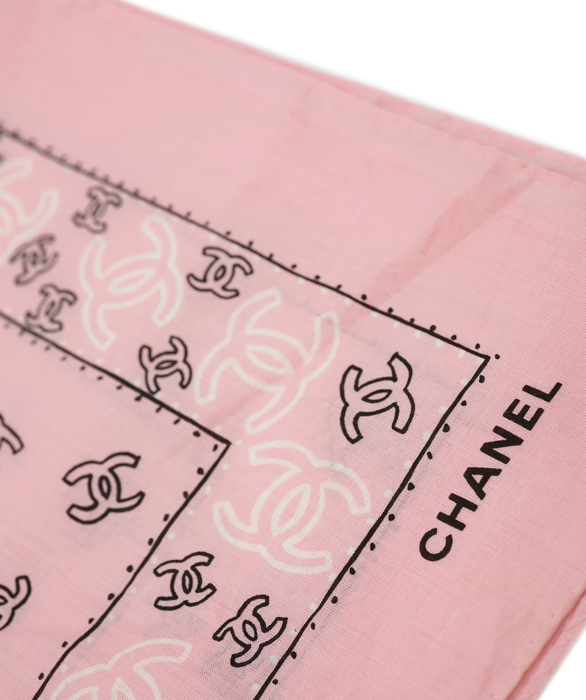 Chanel Vintage Pink Cotton Bandana Neckerchief Scarf  ALL0788