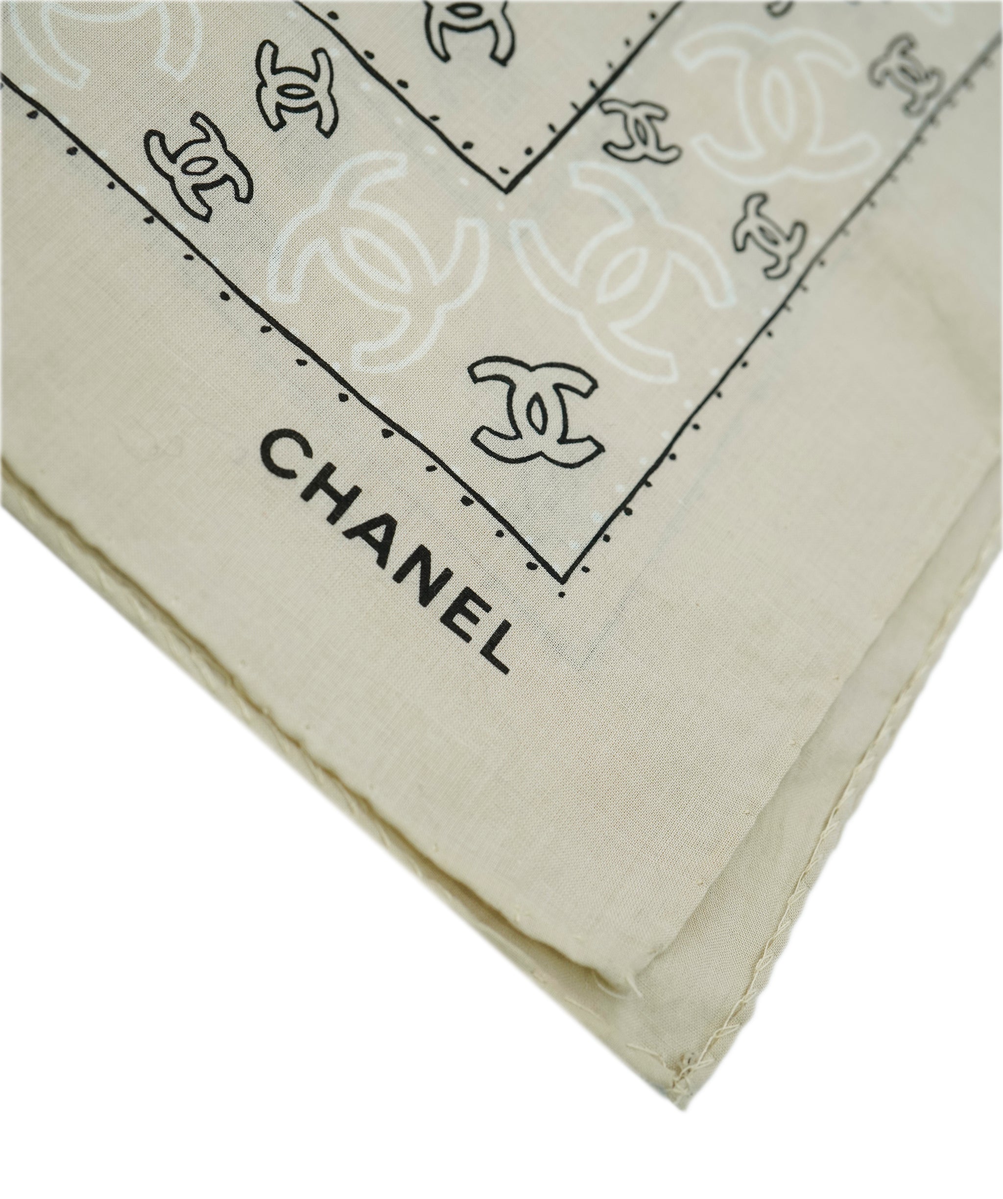 Chanel Vintage Beige Cotton Bandana Neckerchief Scarf ALL0787