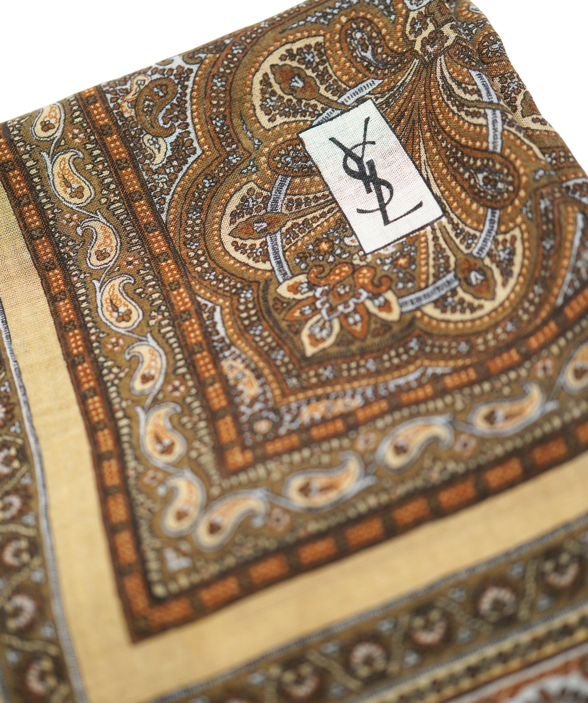 Yves Saint Laurent Vintage Multicolour Paisley Logo Square Scarf  ALL0780