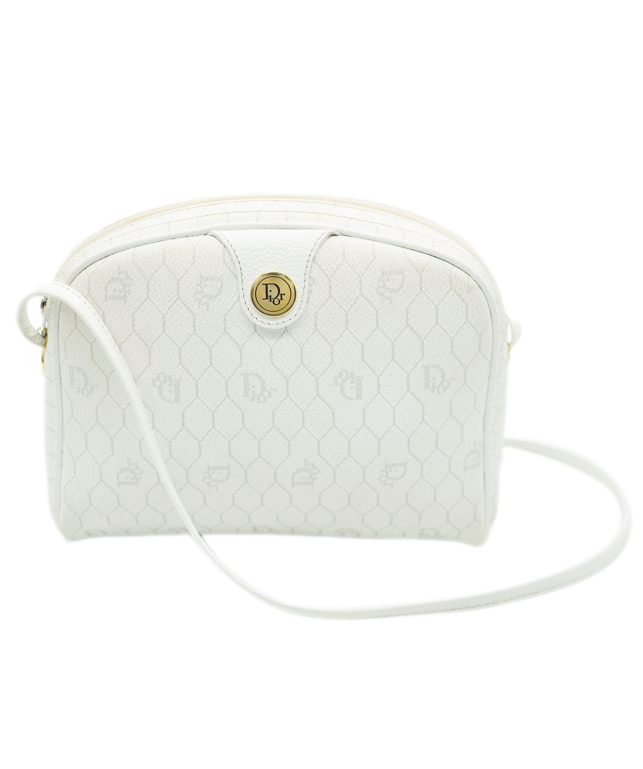 Christian Dior Vintage White Coated Canvas Dome Crossbody  ALL0783