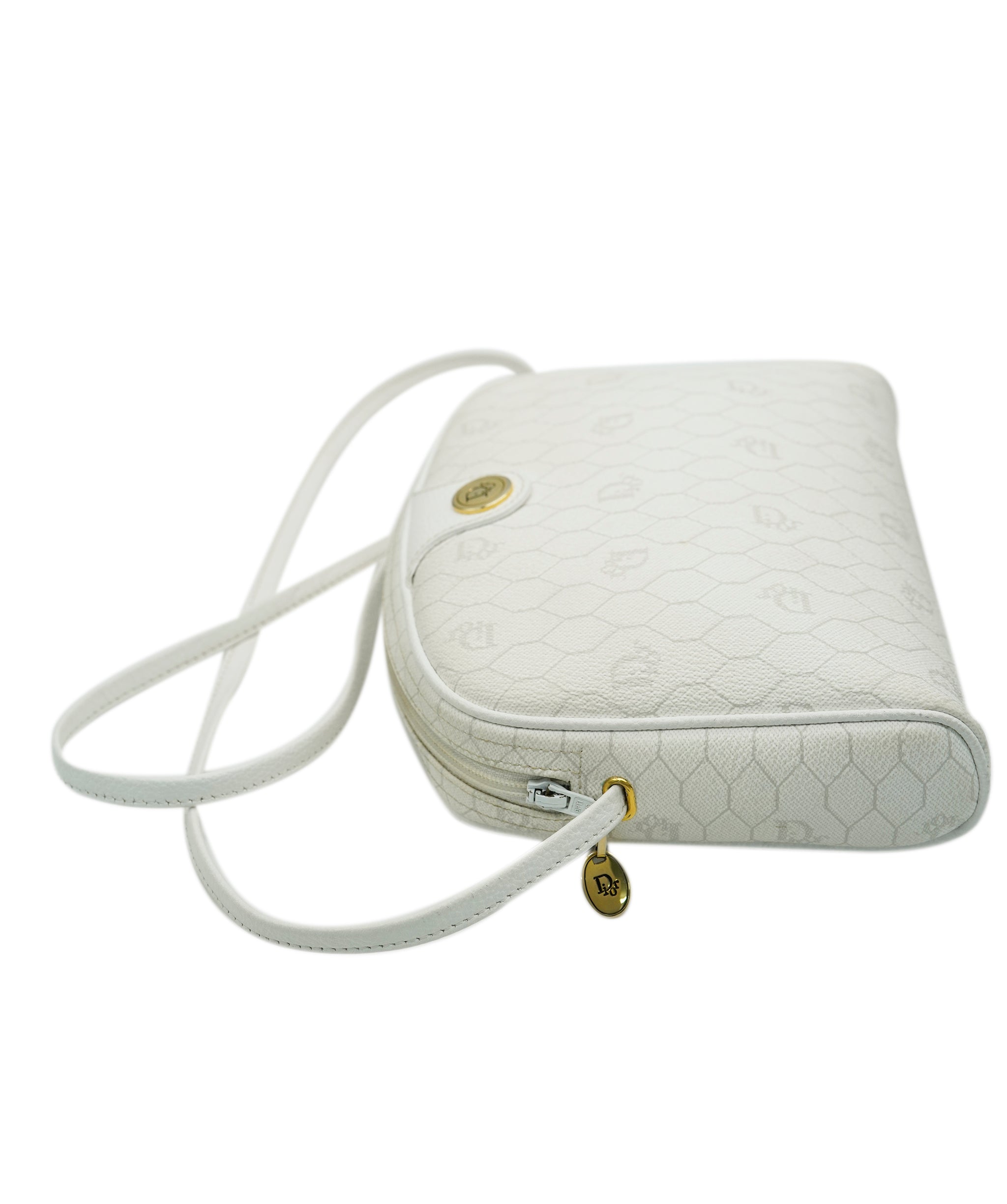 Christian Dior Vintage White Coated Canvas Dome Crossbody  ALL0783