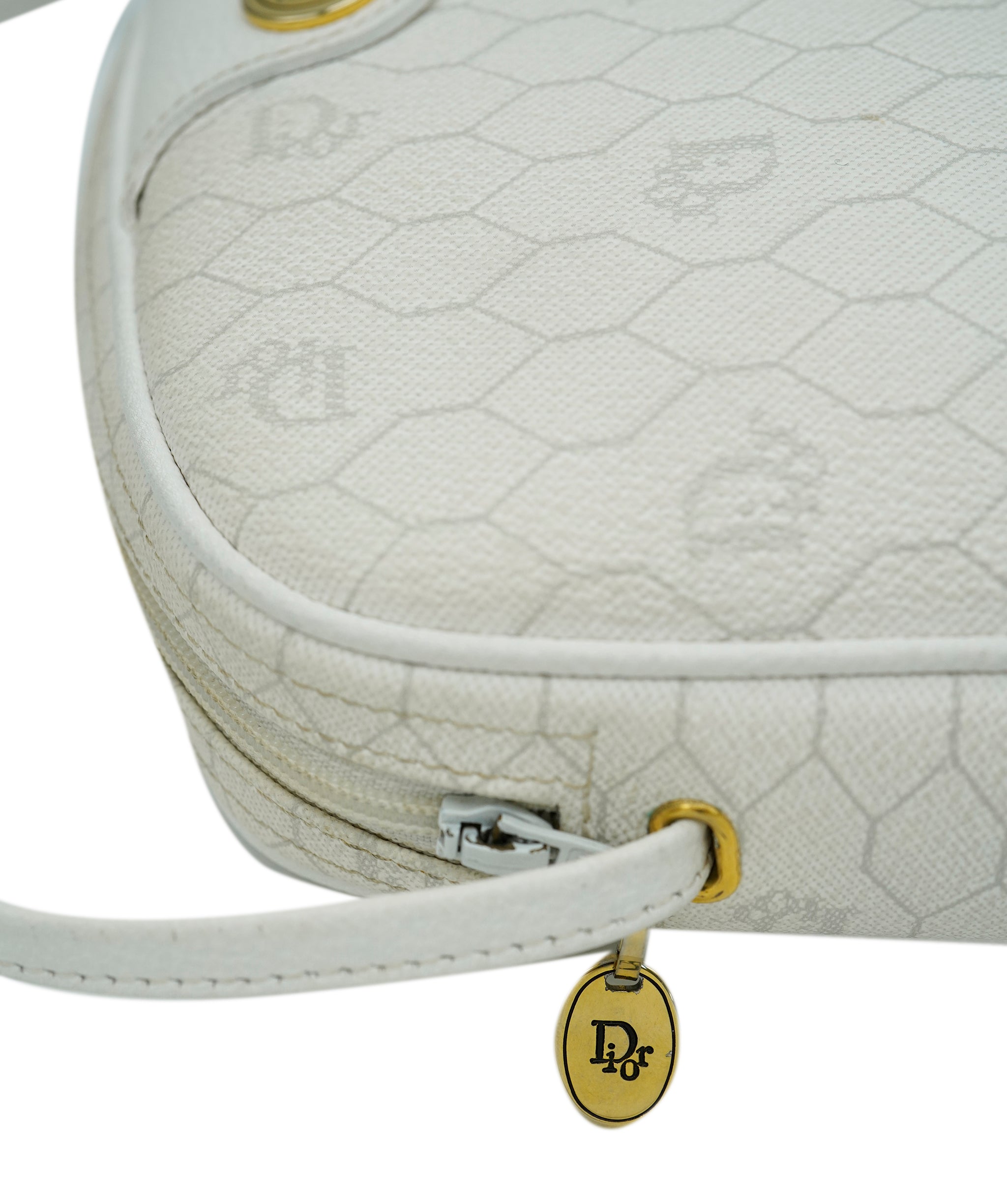 Christian Dior Vintage White Coated Canvas Dome Crossbody  ALL0783