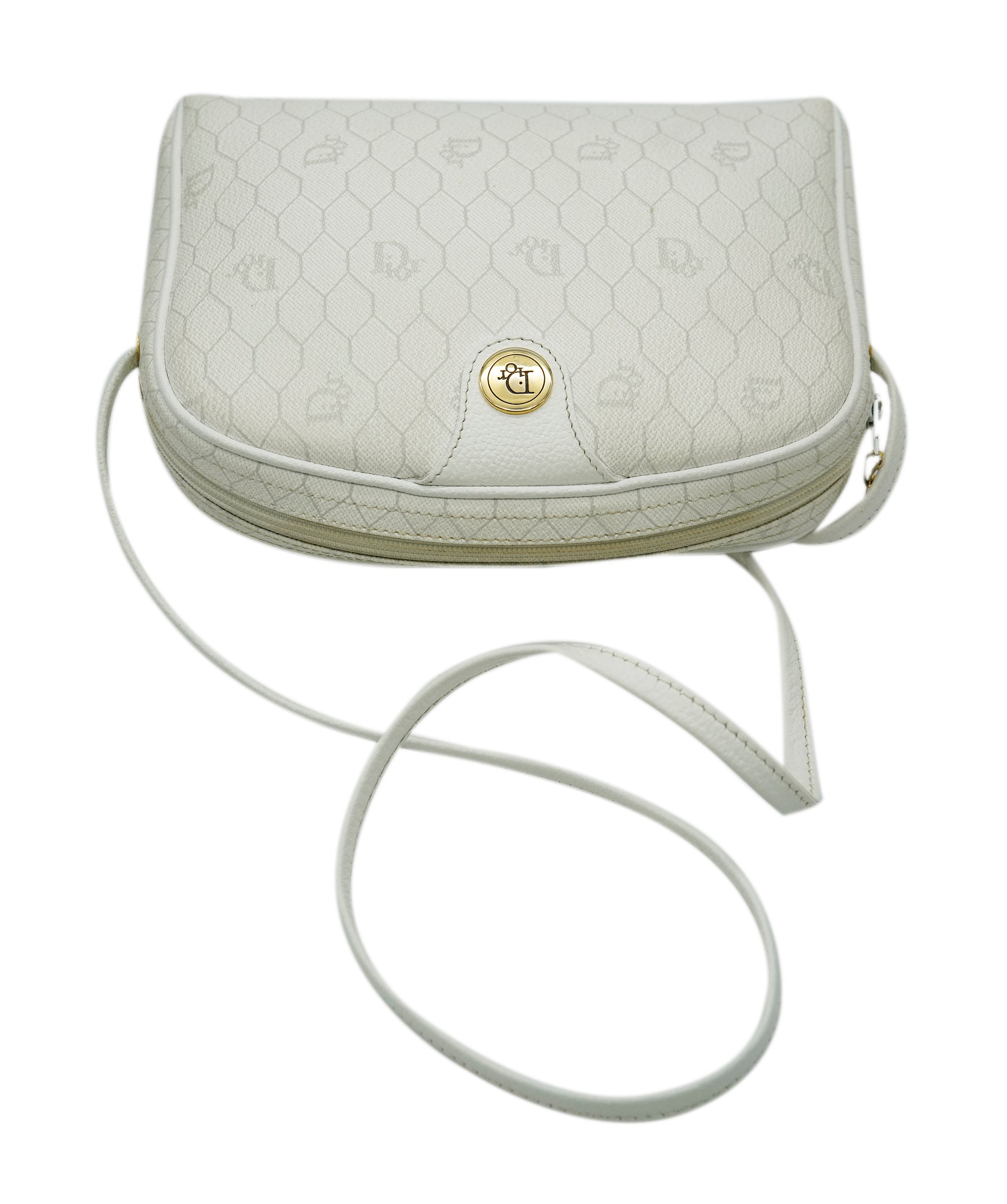 Christian Dior Vintage White Coated Canvas Dome Crossbody  ALL0783