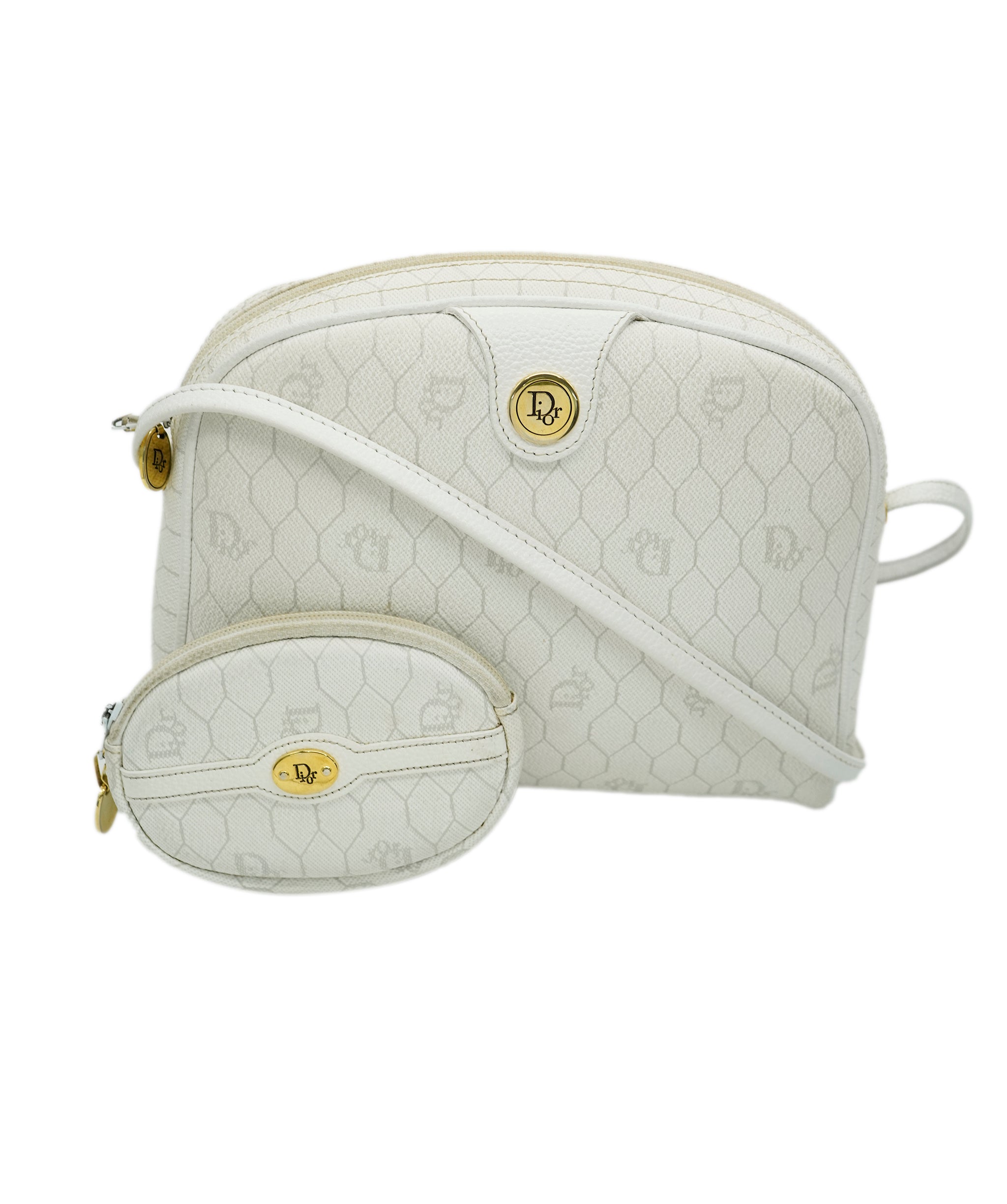 Christian Dior Vintage White Coated Canvas Dome Crossbody  ALL0783