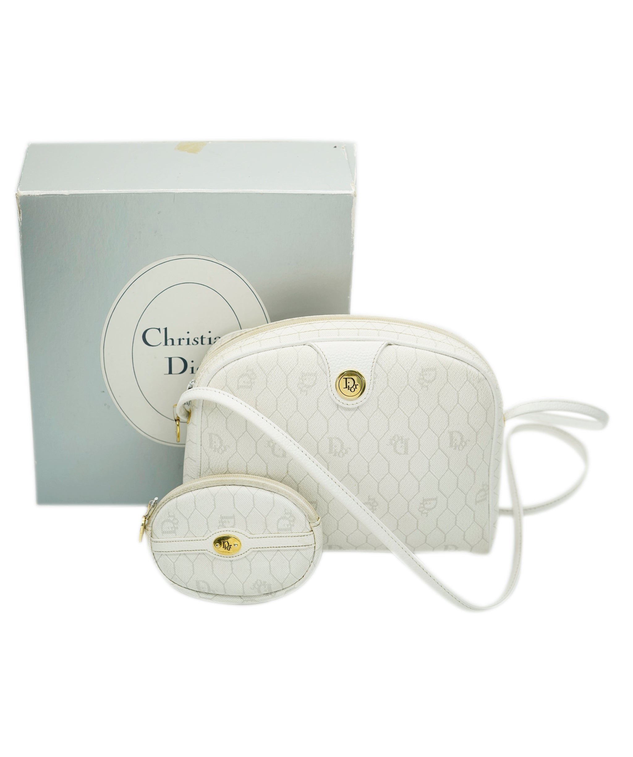 Christian Dior Vintage White Coated Canvas Dome Crossbody  ALL0783