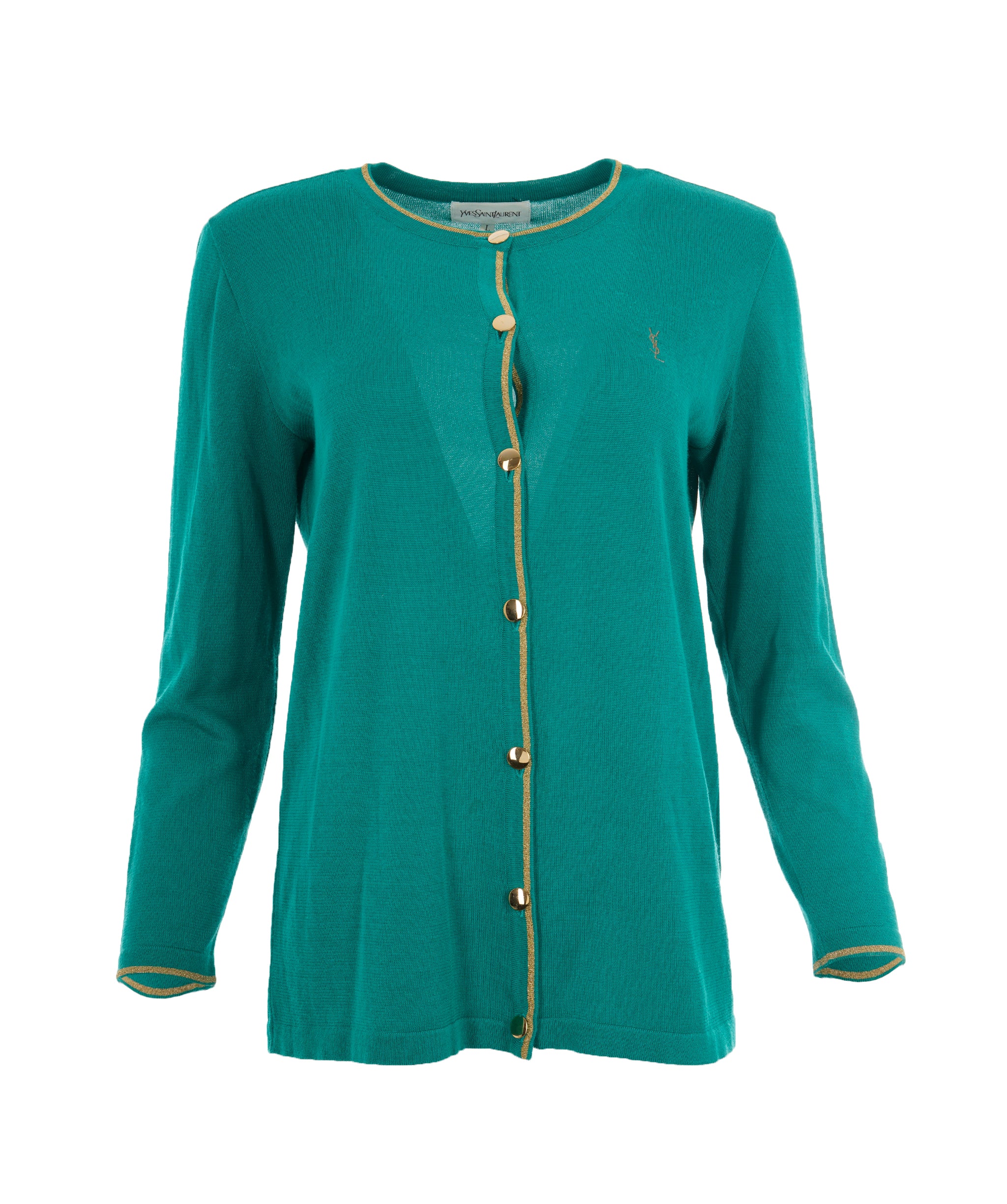 Yves Saint Laurent Vintage Embroidered Green Cardigan  ALL0793