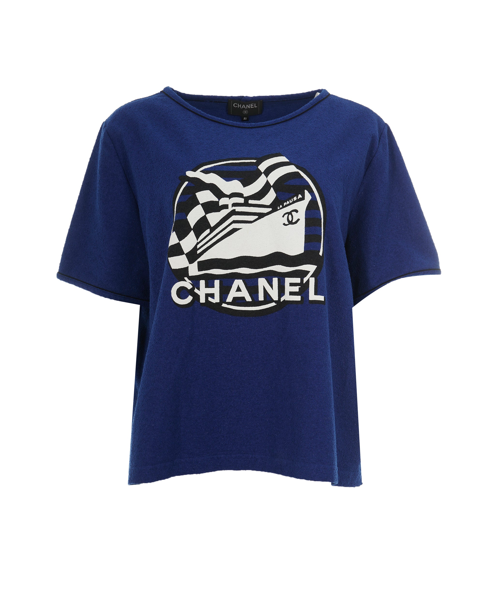 Chanel 19C Blue La Pausa Graphic Logo Top ALL0789