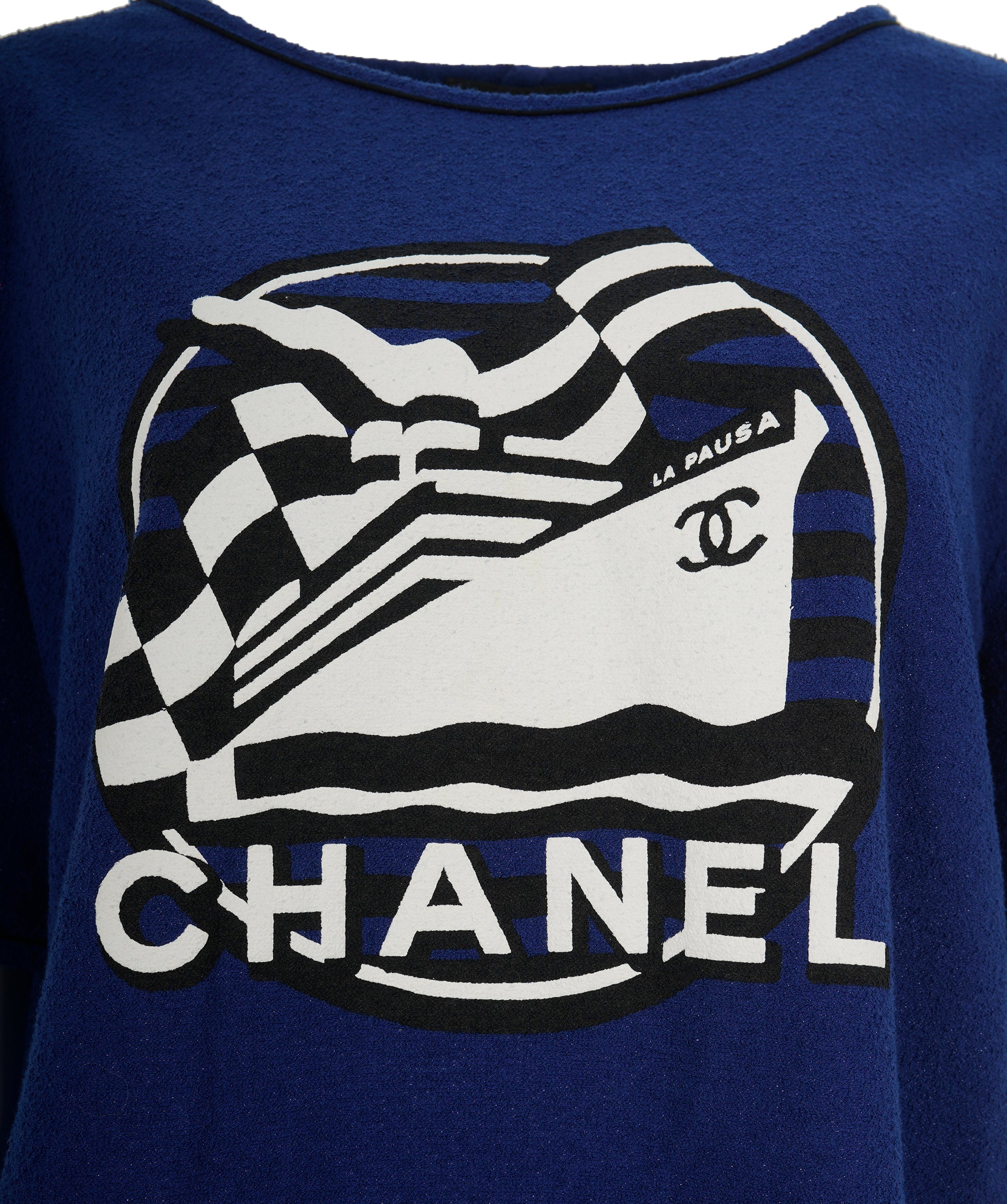 Chanel 19C Blue La Pausa Graphic Logo Top ALL0789