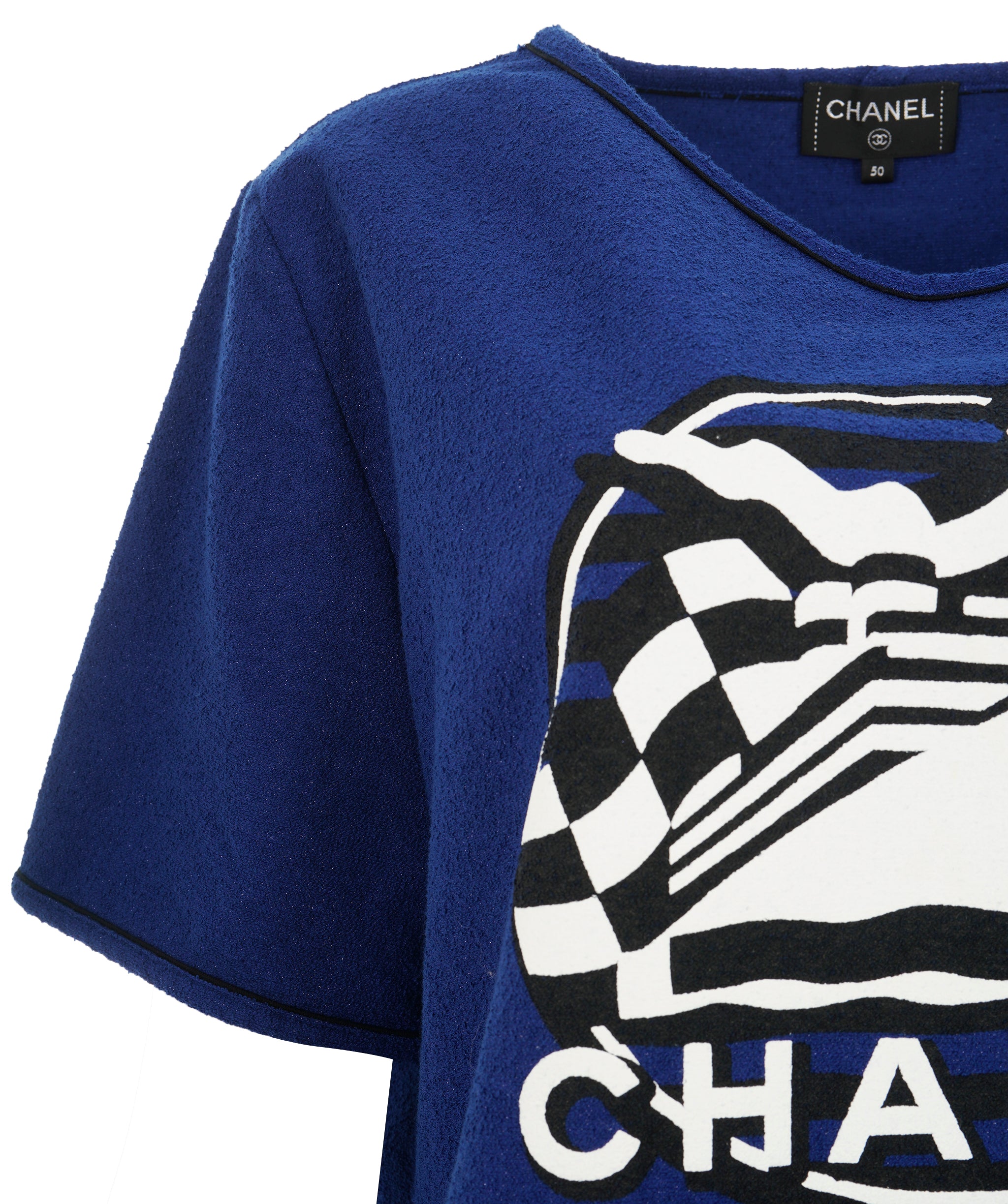 Chanel 19C Blue La Pausa Graphic Logo Top ALL0789