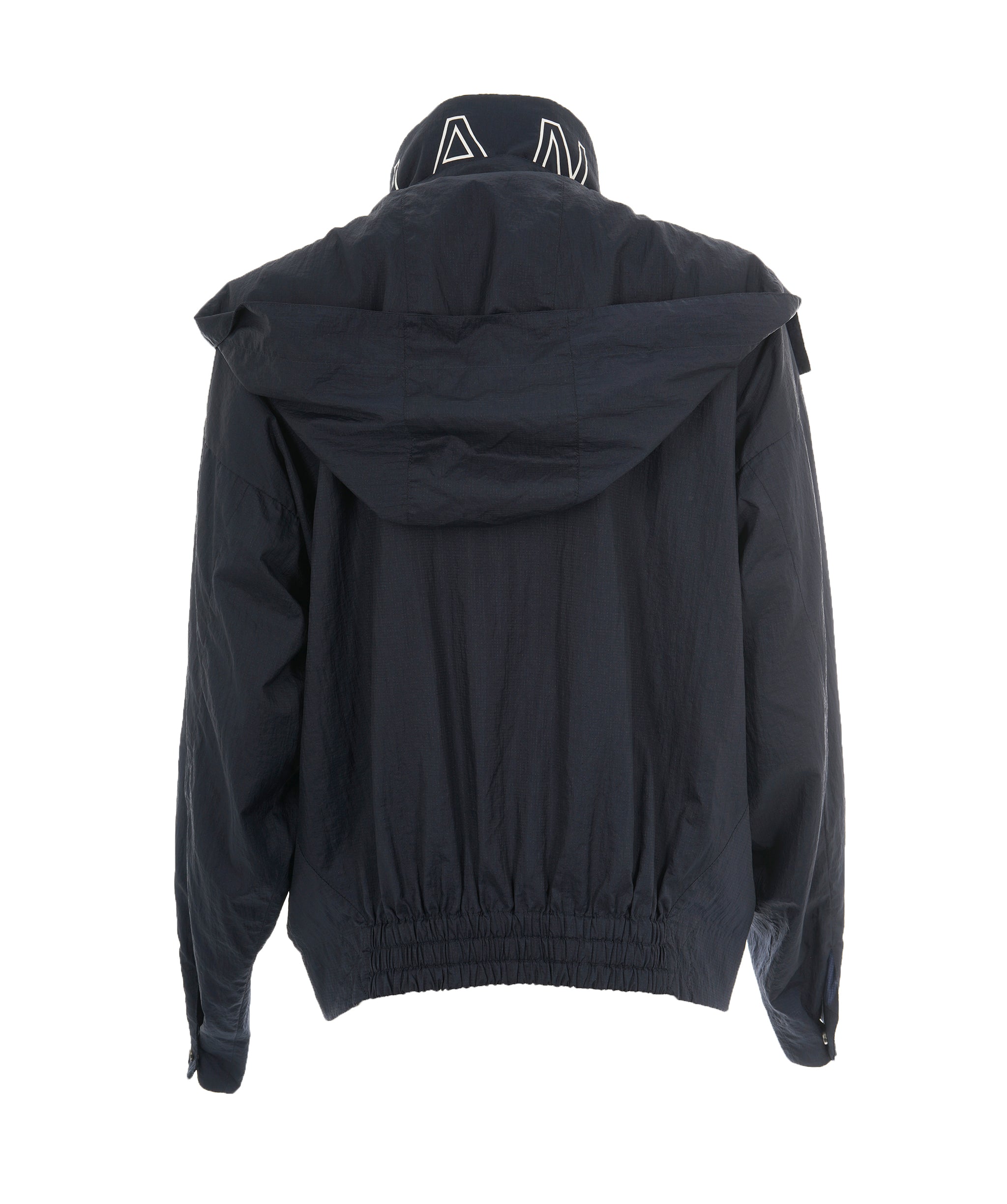 Chanel 15P Navy Nylon Logo-Collar Hooded Windbreaker Jacket  ALL0784