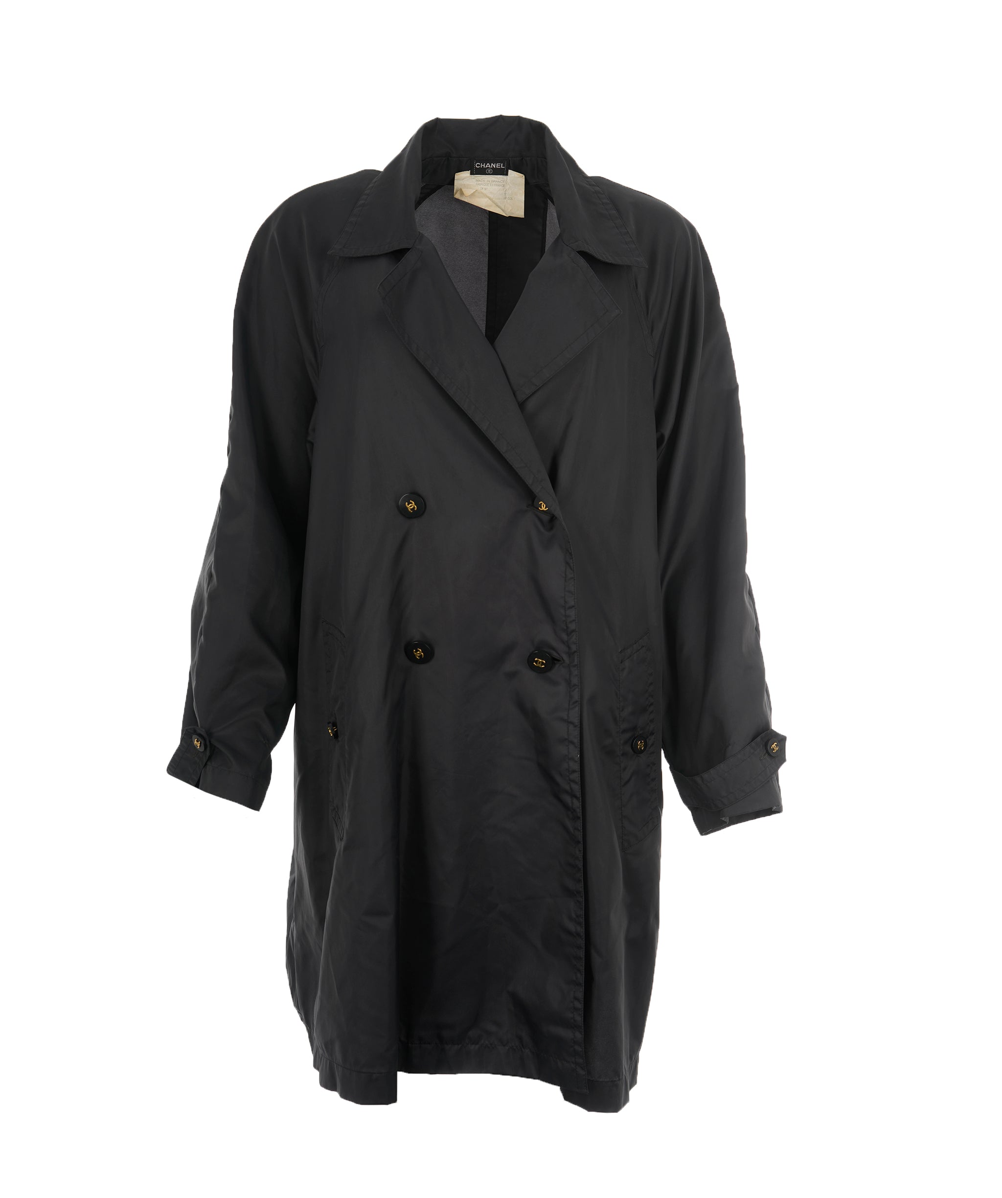 Chanel Vintage Black CC Button Shell Trench Coat  ALL0785