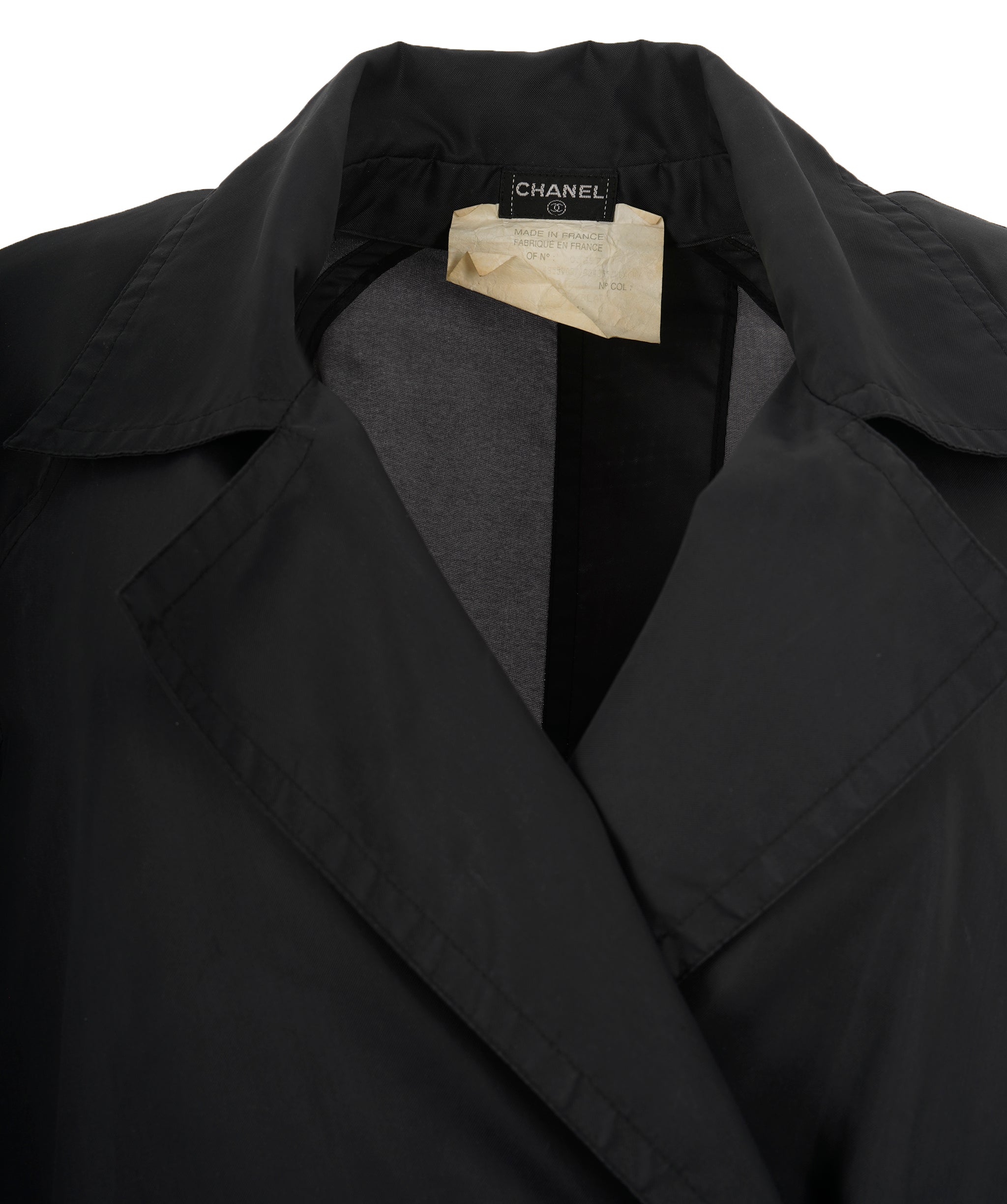 Chanel Vintage Black CC Button Shell Trench Coat  ALL0785