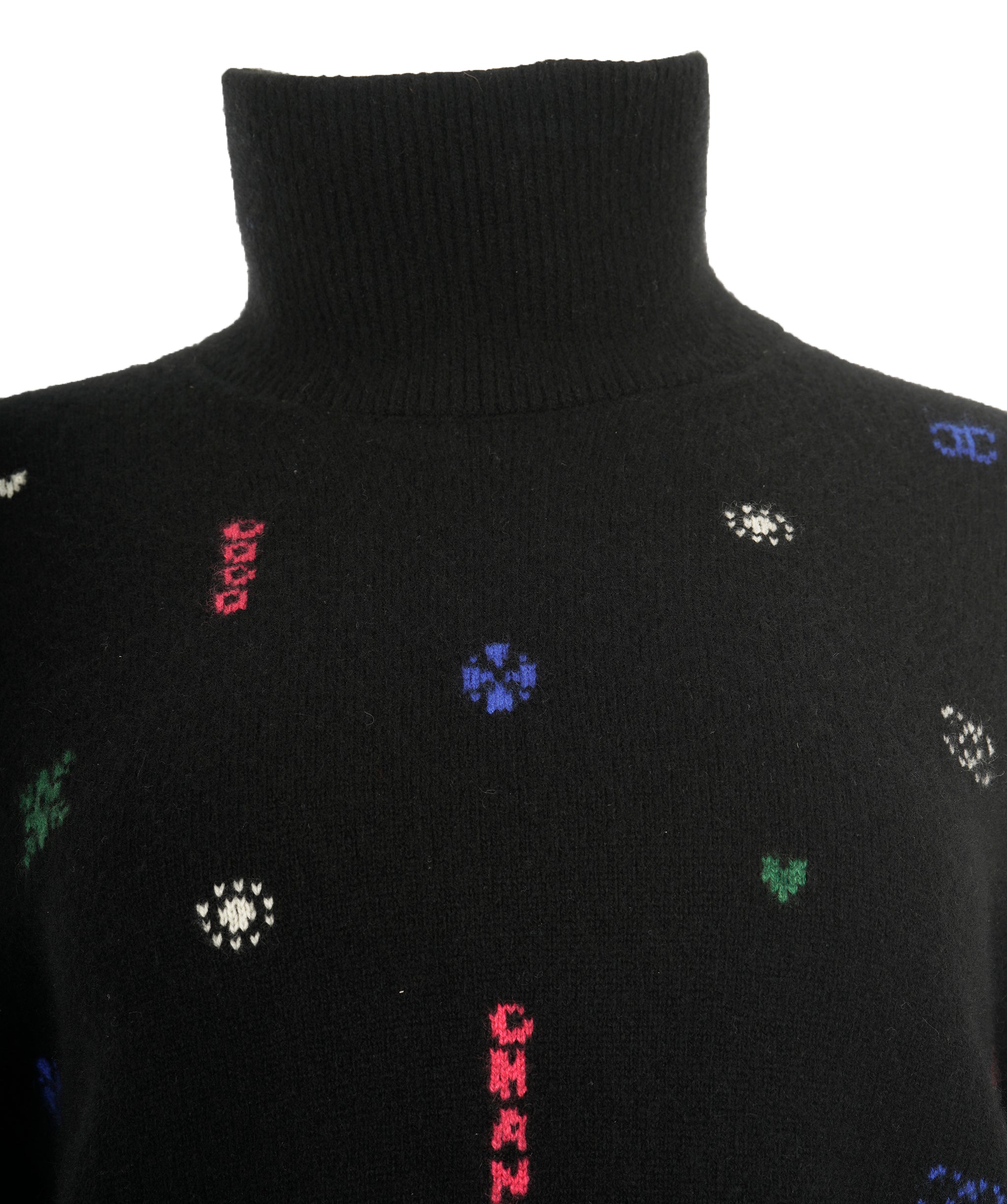 Chanel 21 Coco Neige Black Cashmere Turtleneck Sweater ALC1818