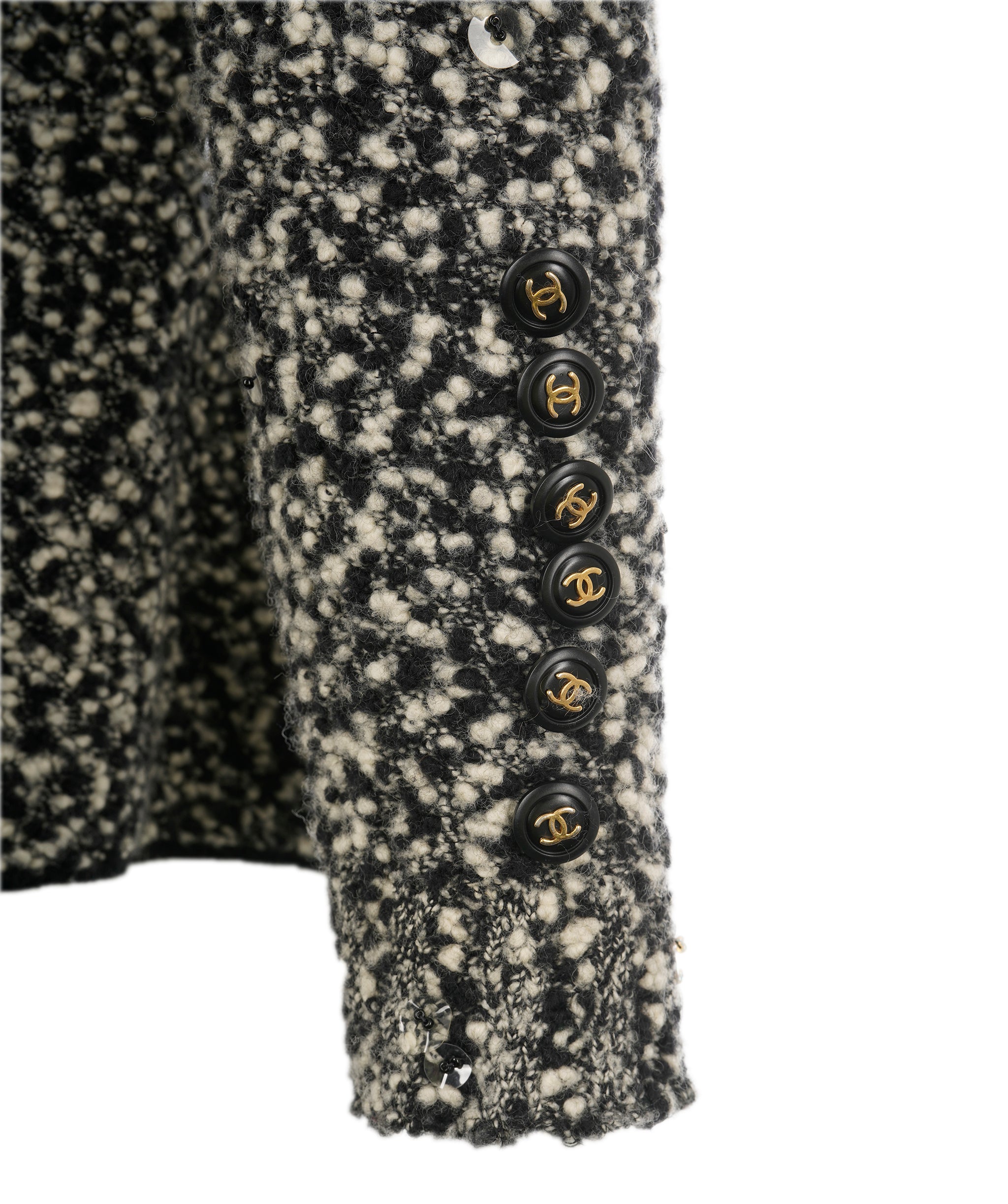 Chanel Black & White CC Button Boucle Sequin Cardigan Coat ALC1820