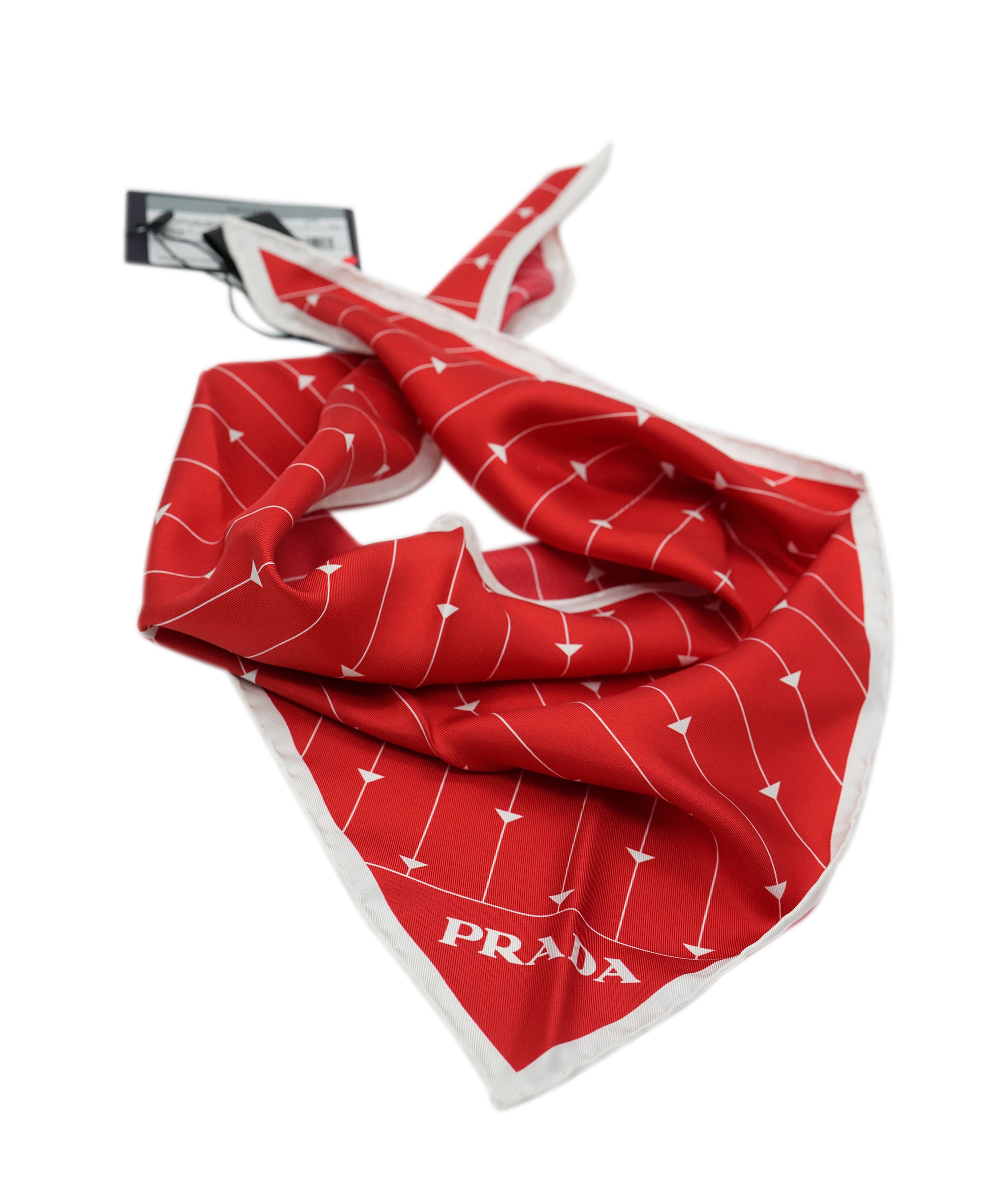 Prada red and white triangle silk scarf  AJL0213