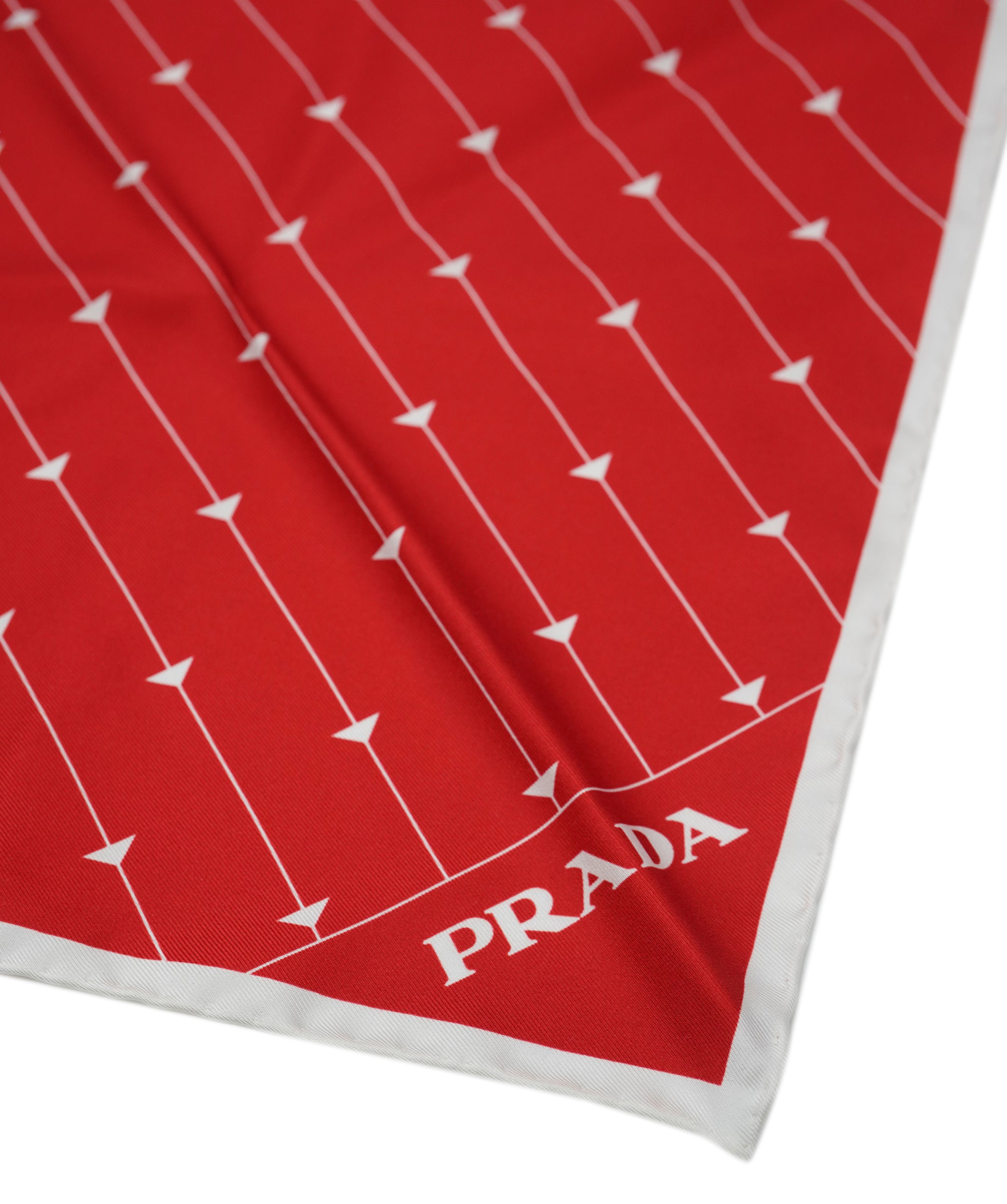 Prada red and white triangle silk scarf  AJL0213