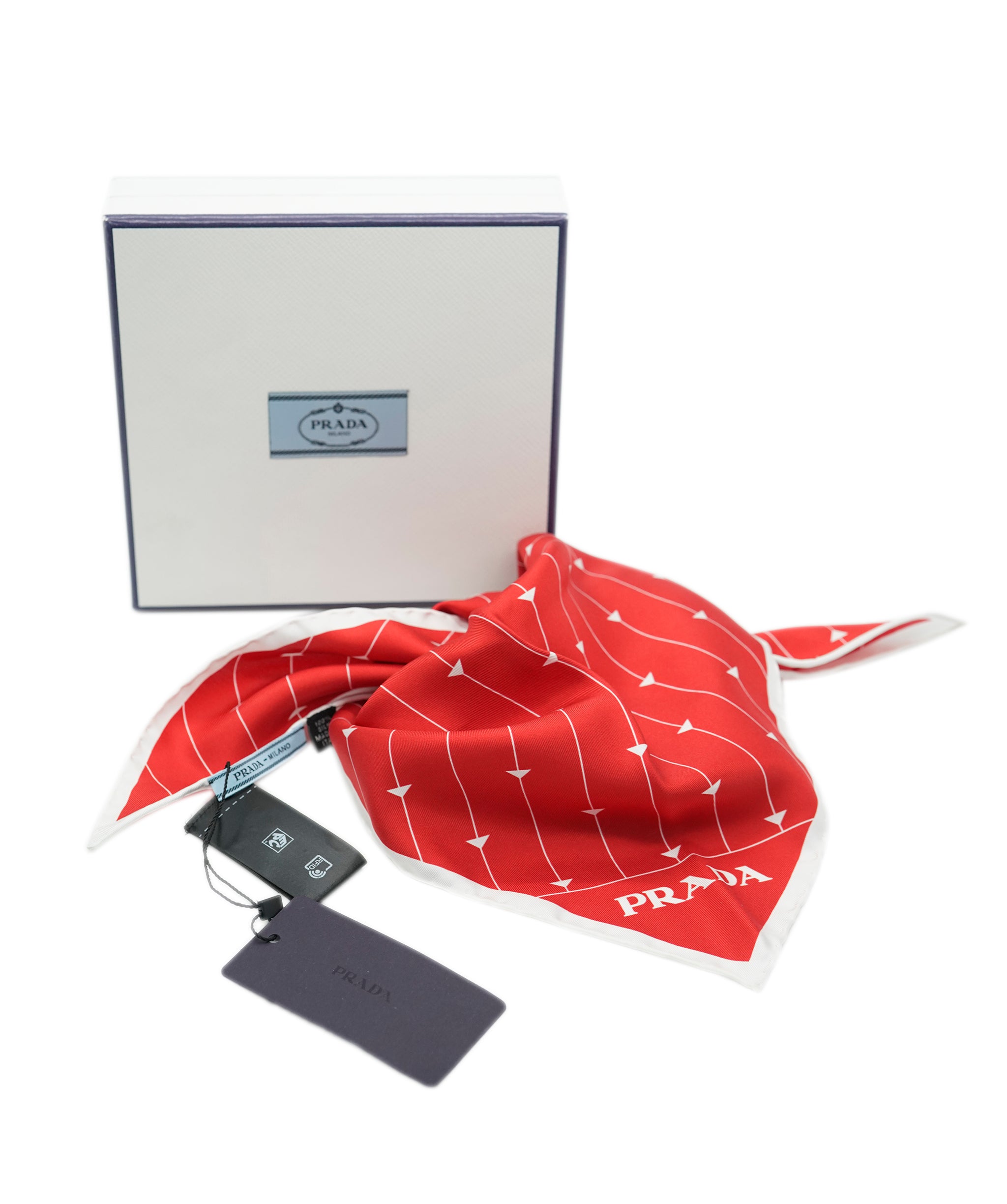 Prada red and white triangle silk scarf  AJL0213