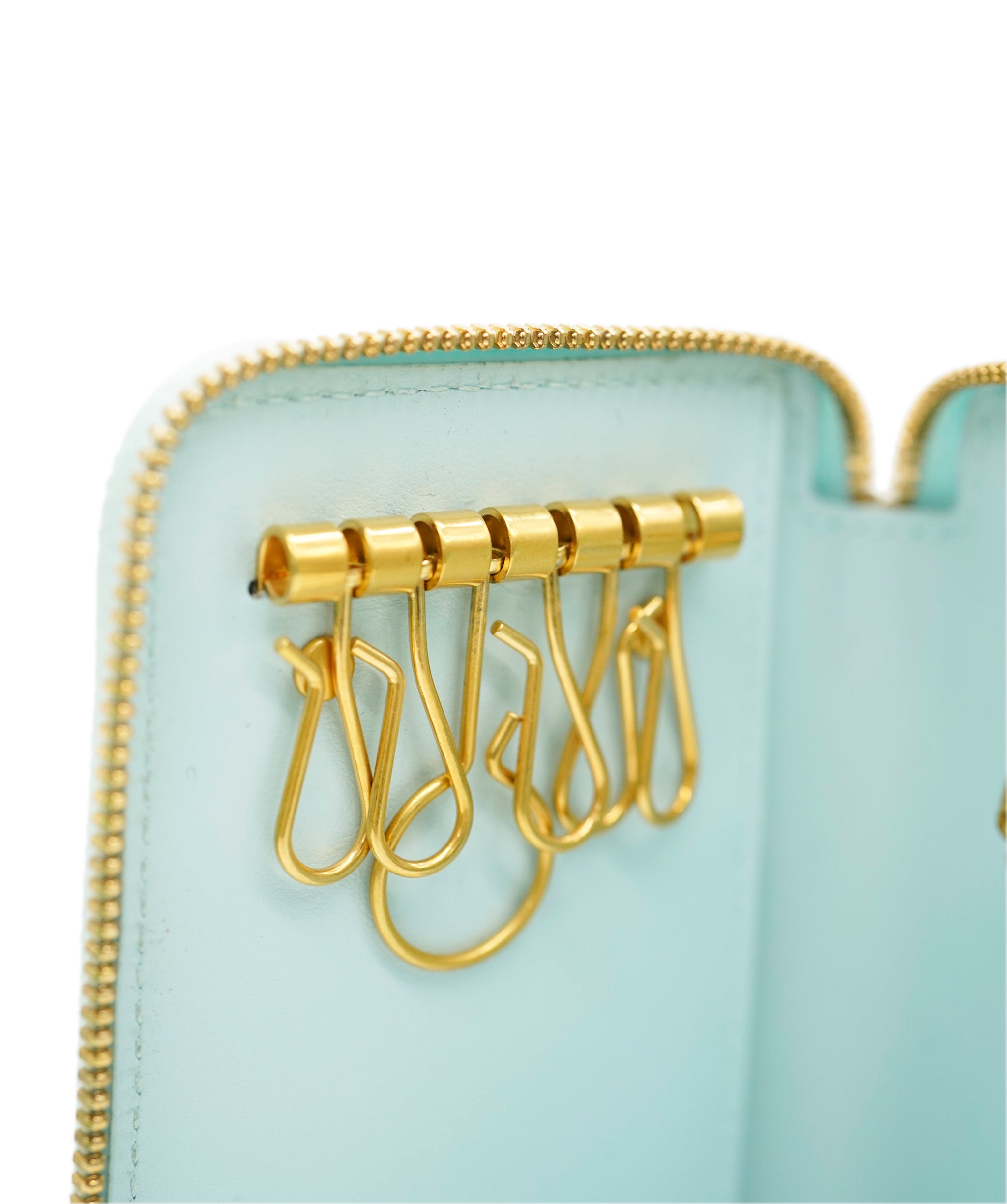 Bottega baby blue zip keyholder with GHW AJL0207