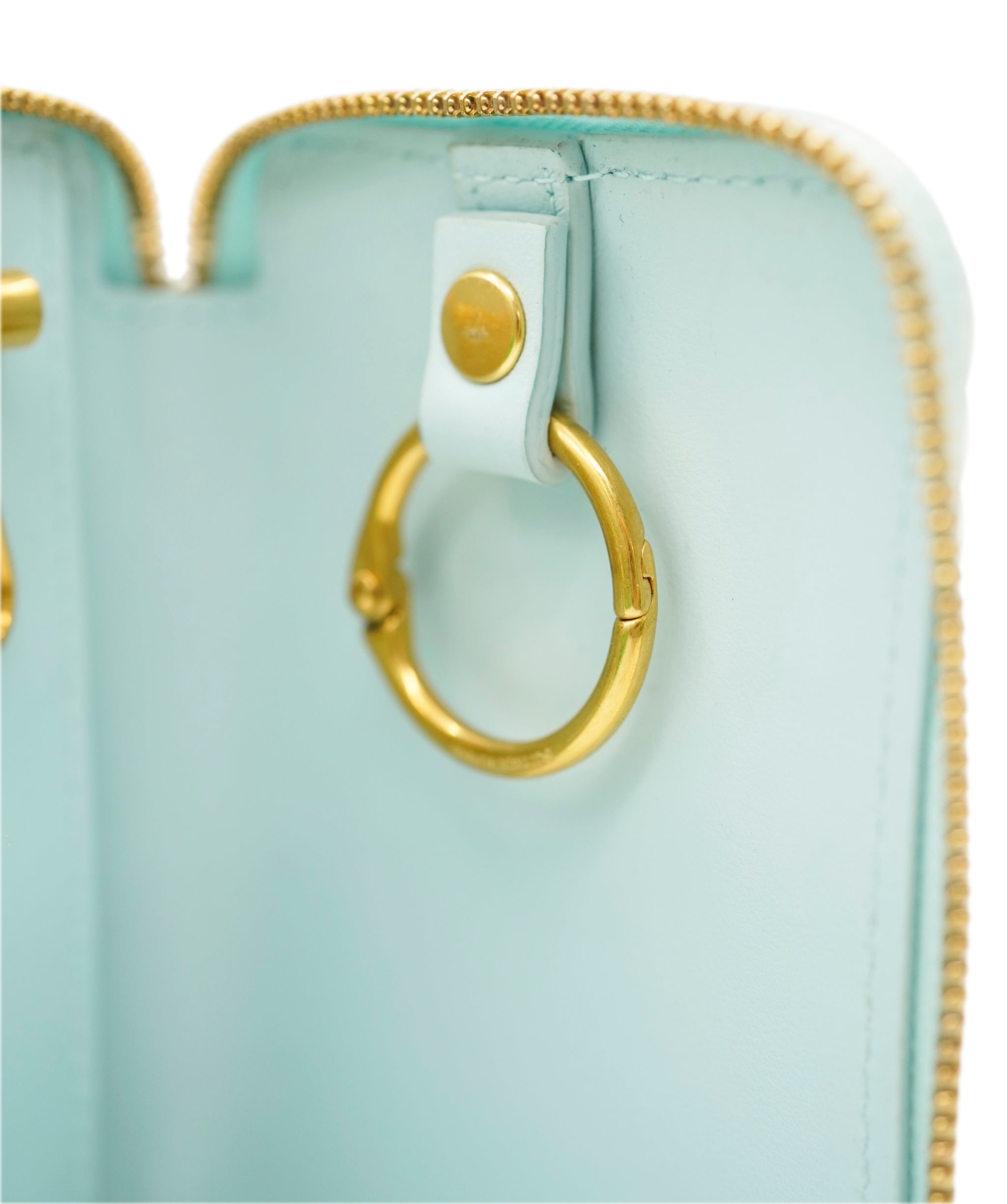 Bottega baby blue zip keyholder with GHW AJL0207