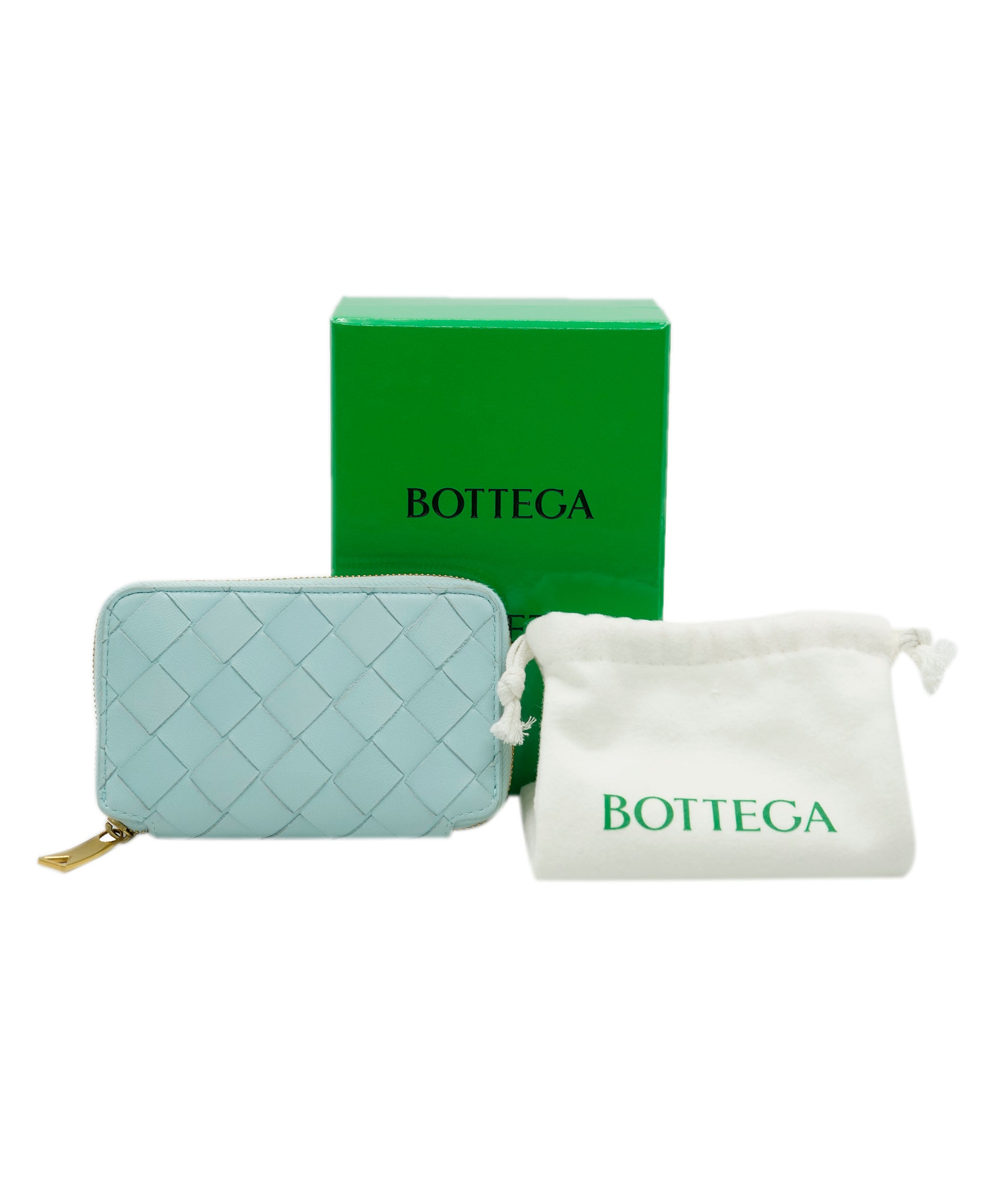 Bottega baby blue zip keyholder with GHW AJL0207