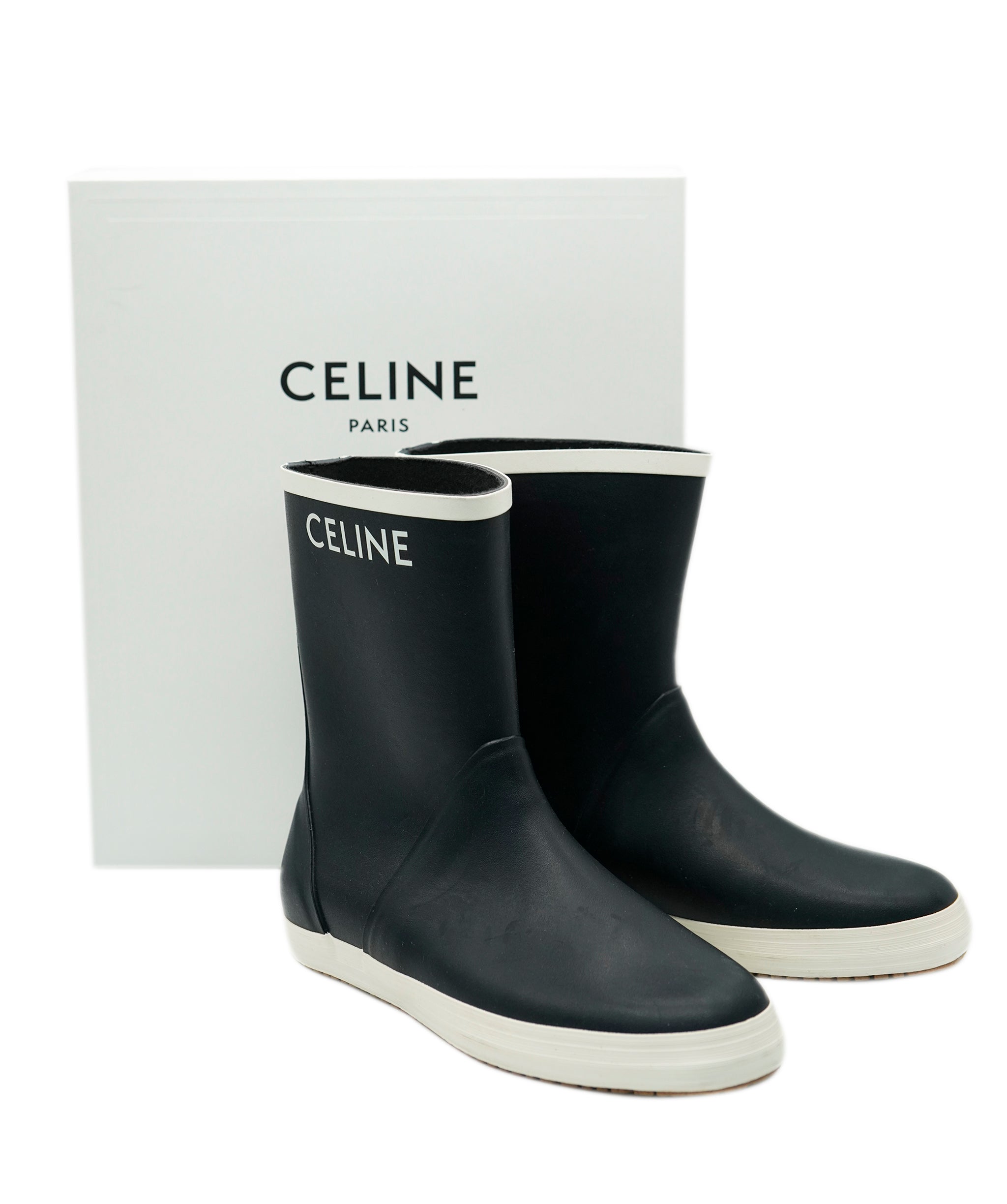 Celine wellington boots size 40 navy and white  AJL0201