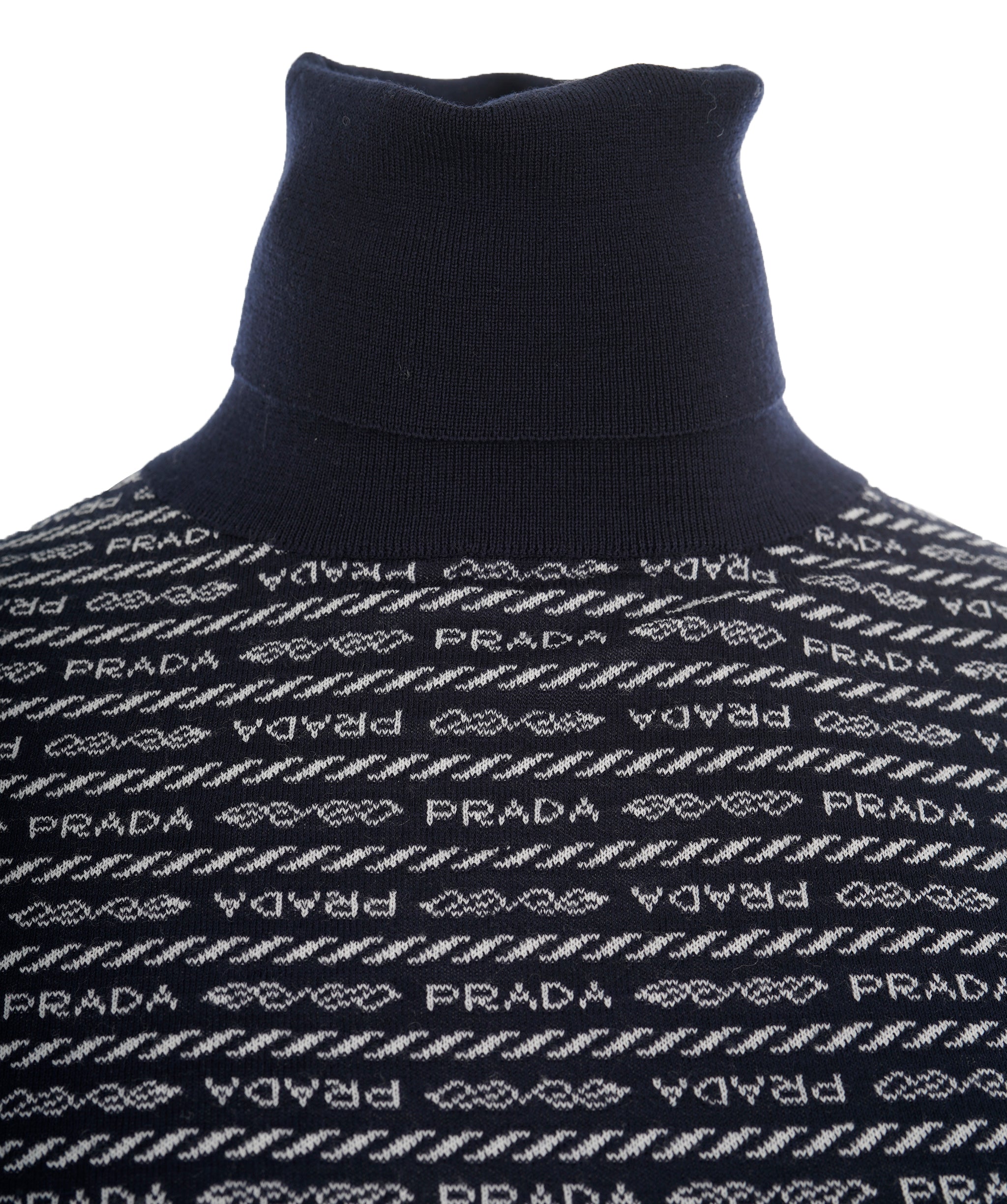 Prada logo navy turtleneck top  AJL0210