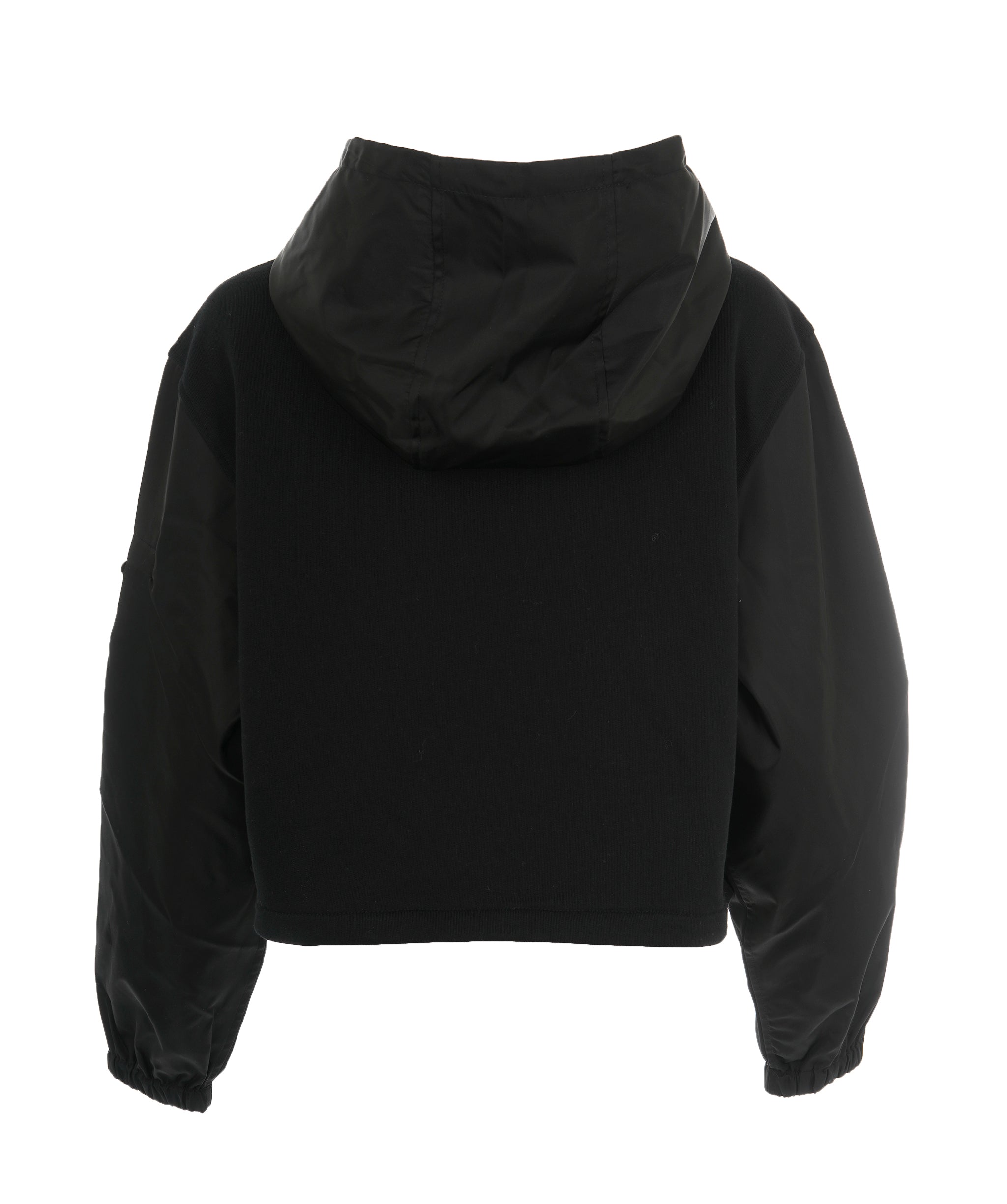 Prada black cotton & nylon hoodie with triangle logo AJL0211