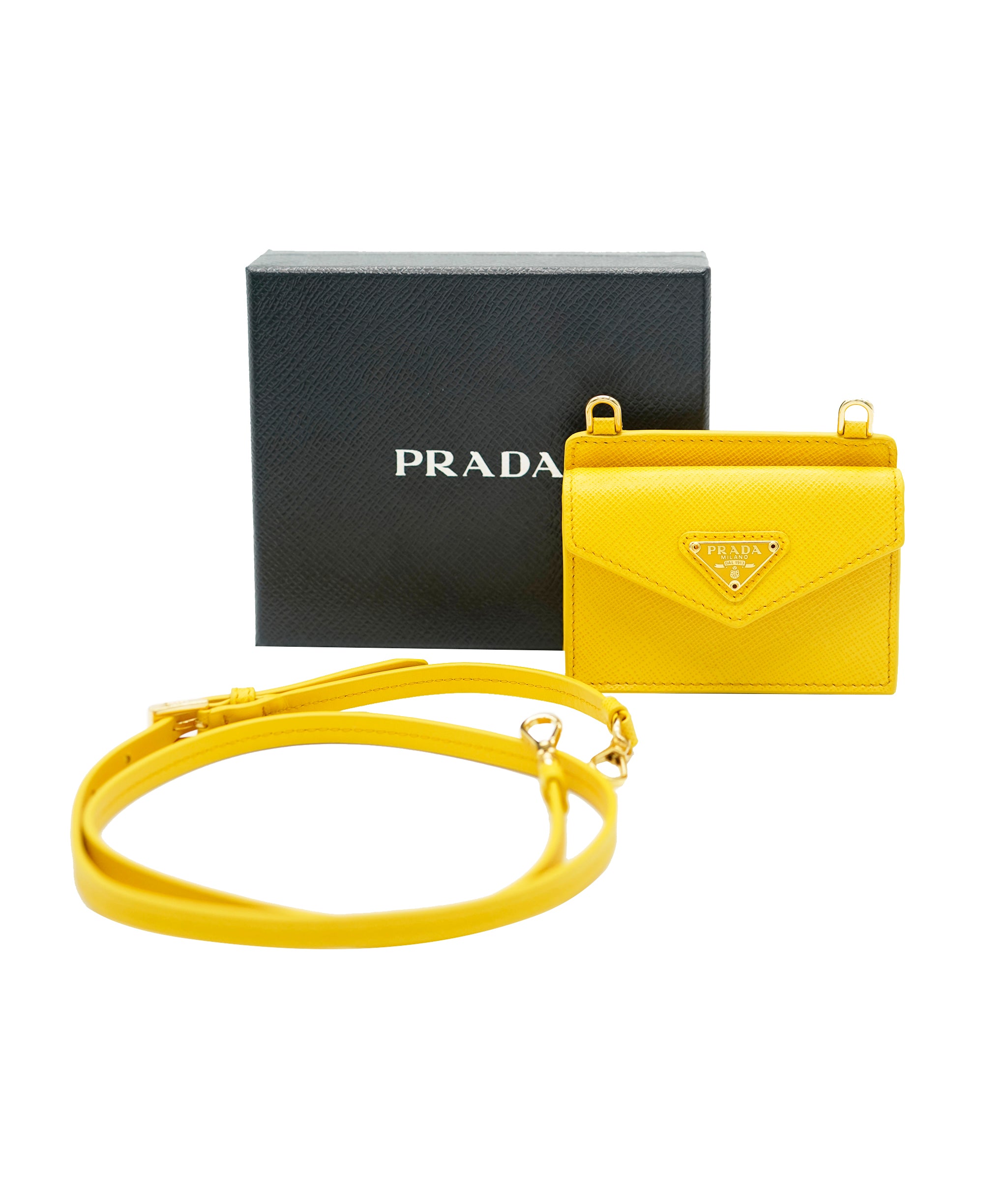 Prada mini saffiano leather yellow WOC with GHW  AJL0214