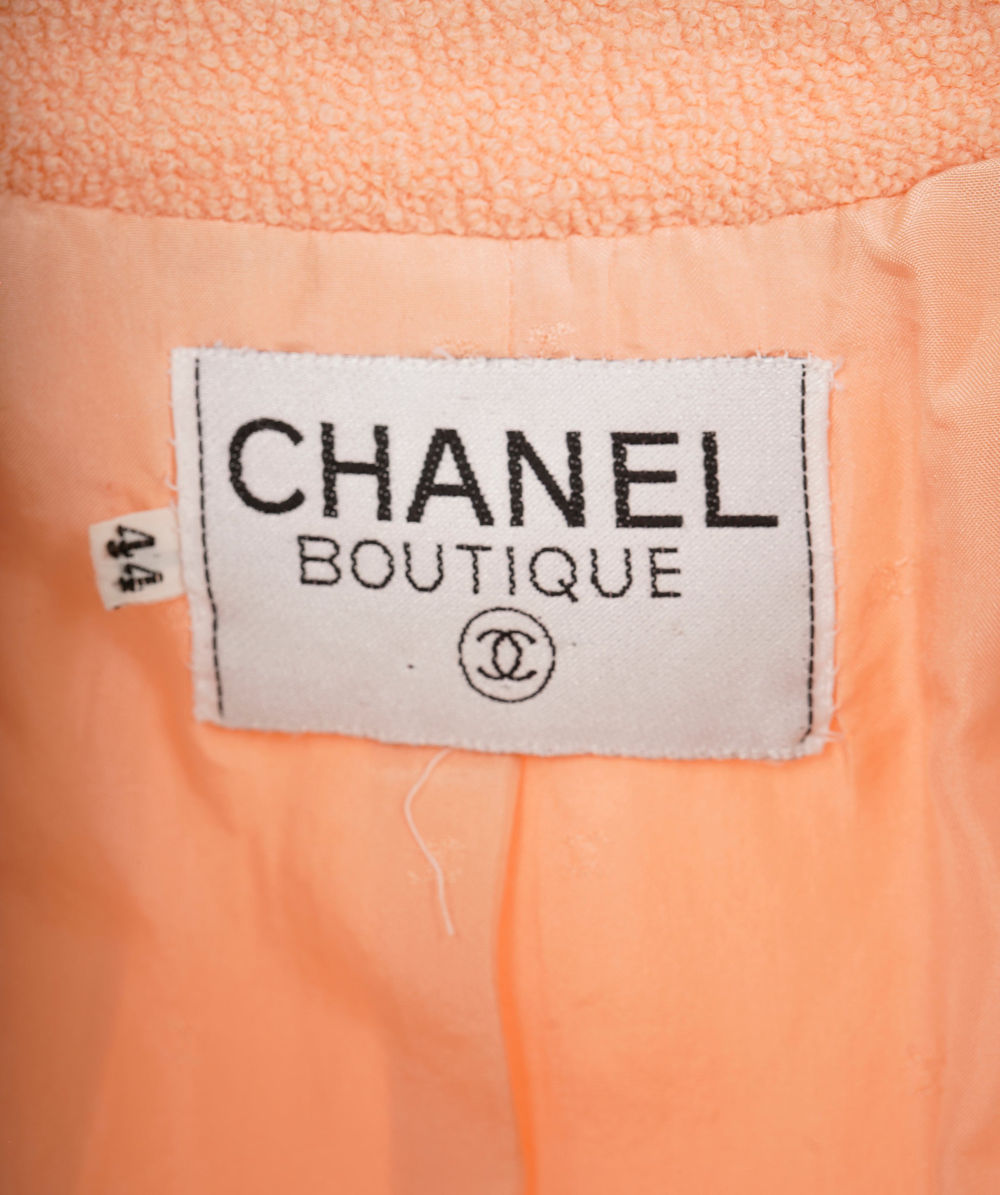 Chanel Vintage 94C Peach Contrast Trim CC Button Jacket ALC1825