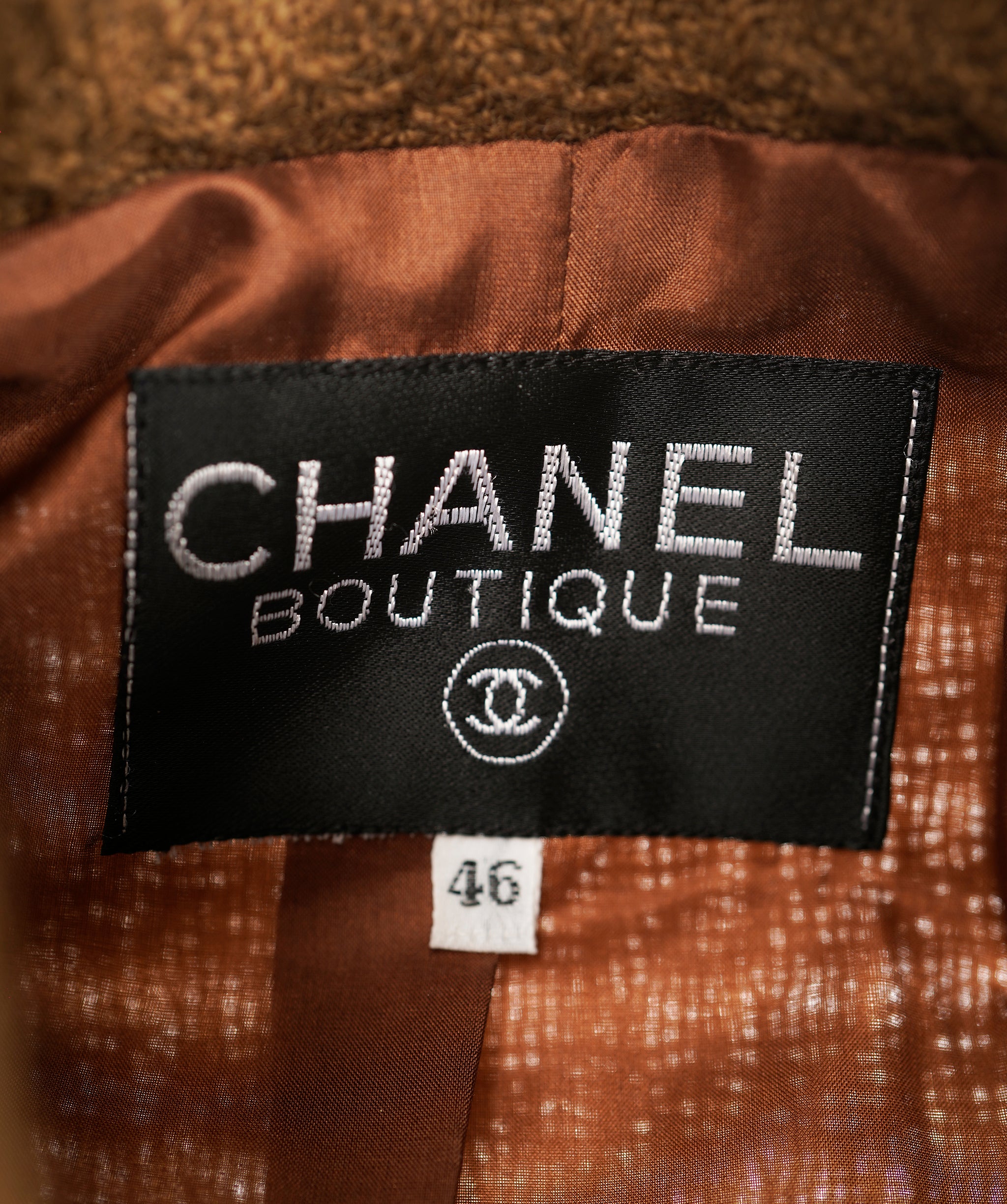 Chanel Vintage Brown Wool Double Breasted Collarless Jacket  ALC1821