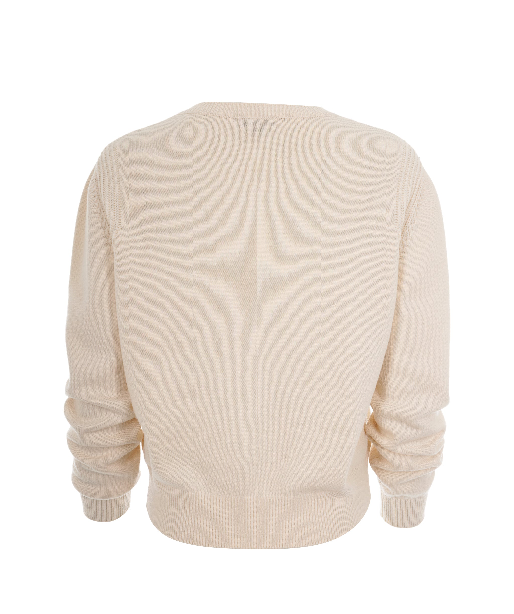 Chanel 20A Cream Cashmere Embroidered CC Emblem Knit Sweater ALC1823