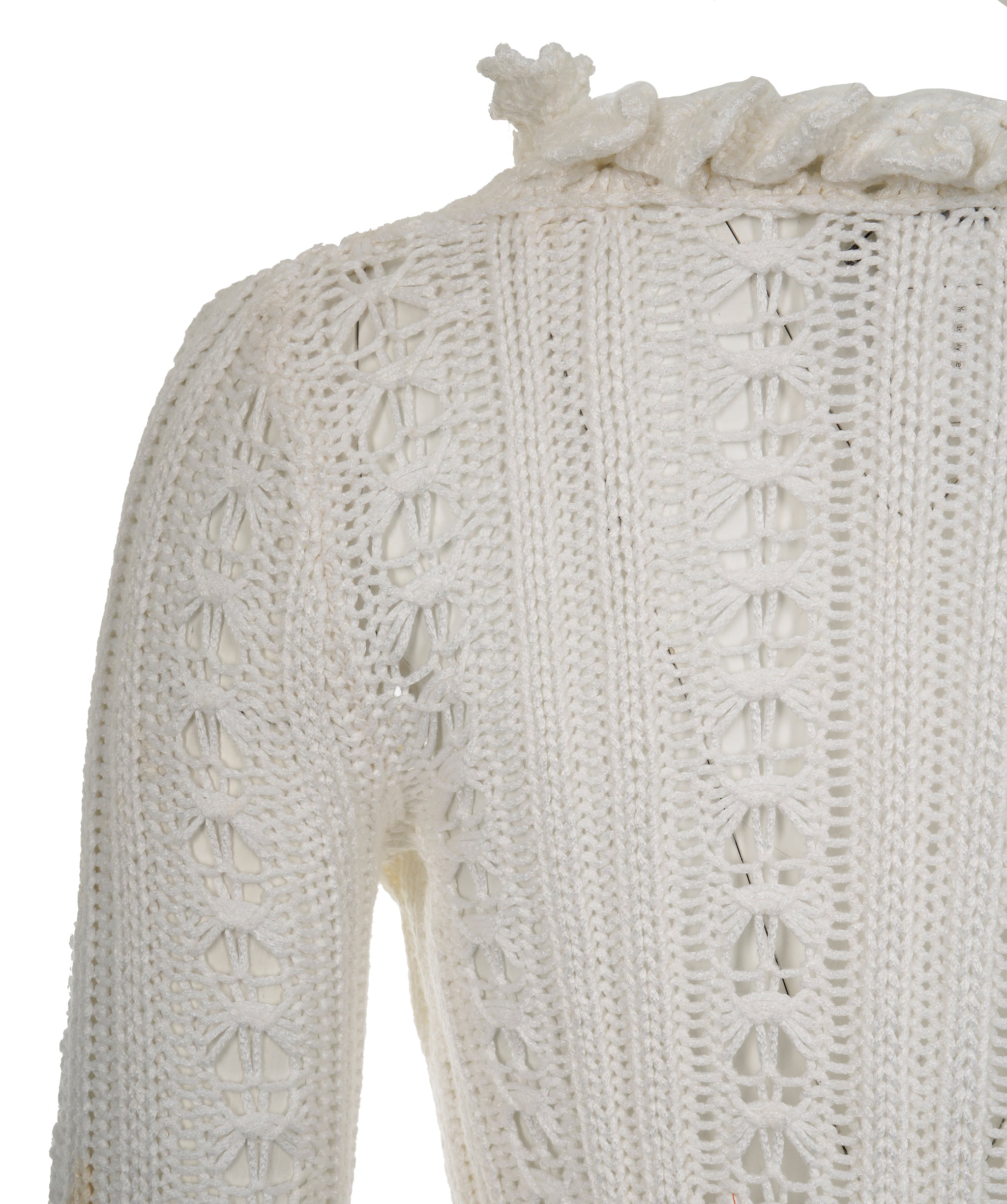 Chanel CC Crotchet White Cardigan 34  ALL0796