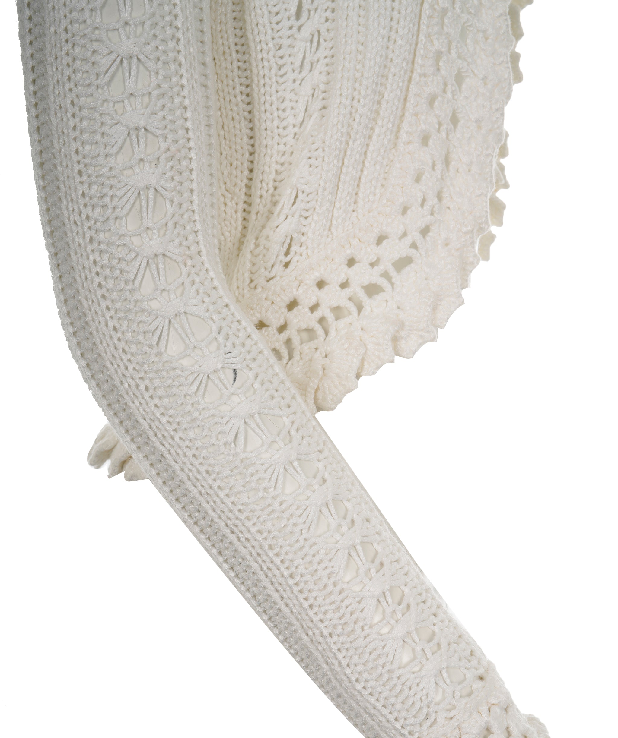 Chanel CC Crotchet White Cardigan 34  ALL0796