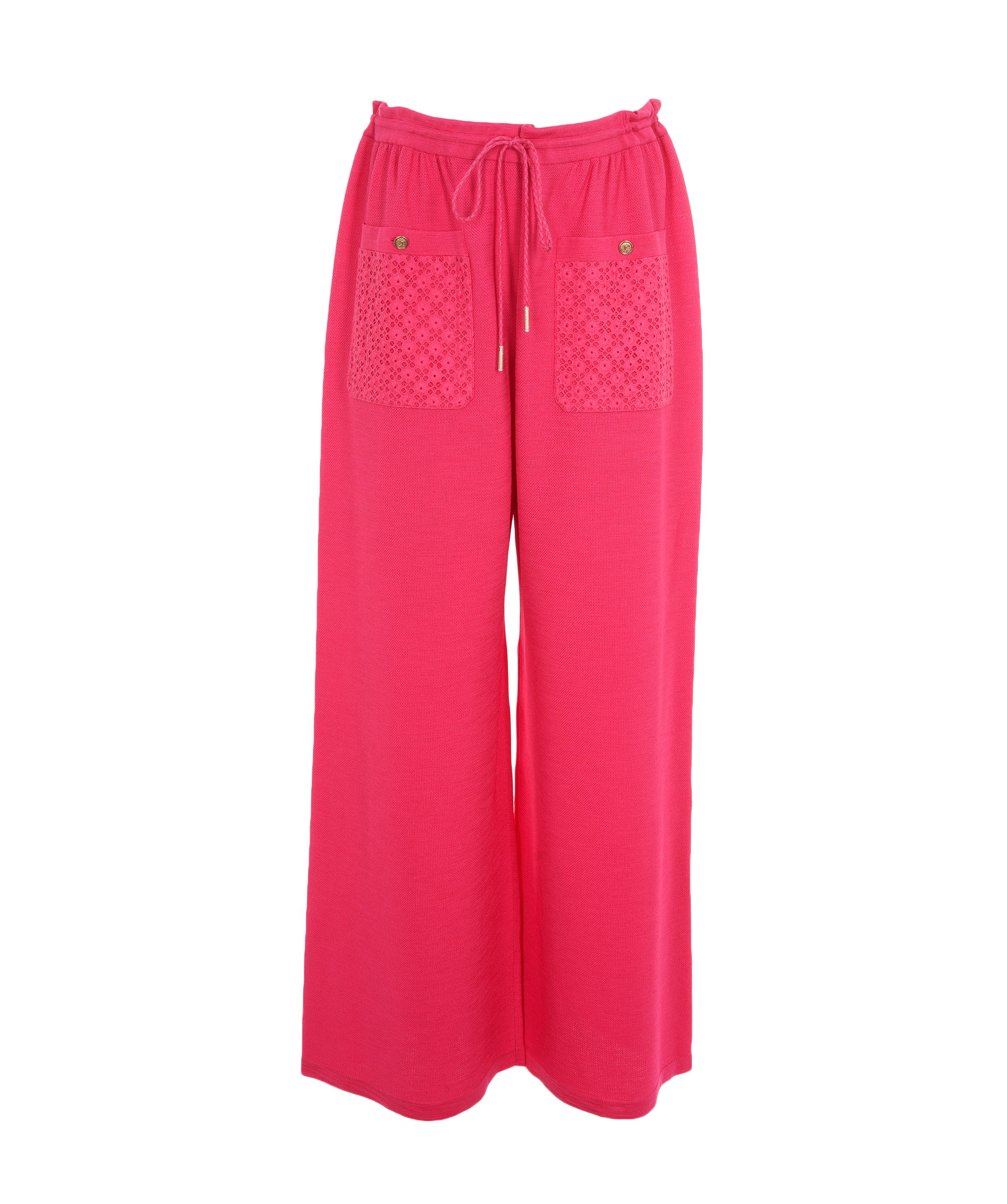 Chanel Pink Crochet Pocket Wide Leg Jogging Trousers ALC1816