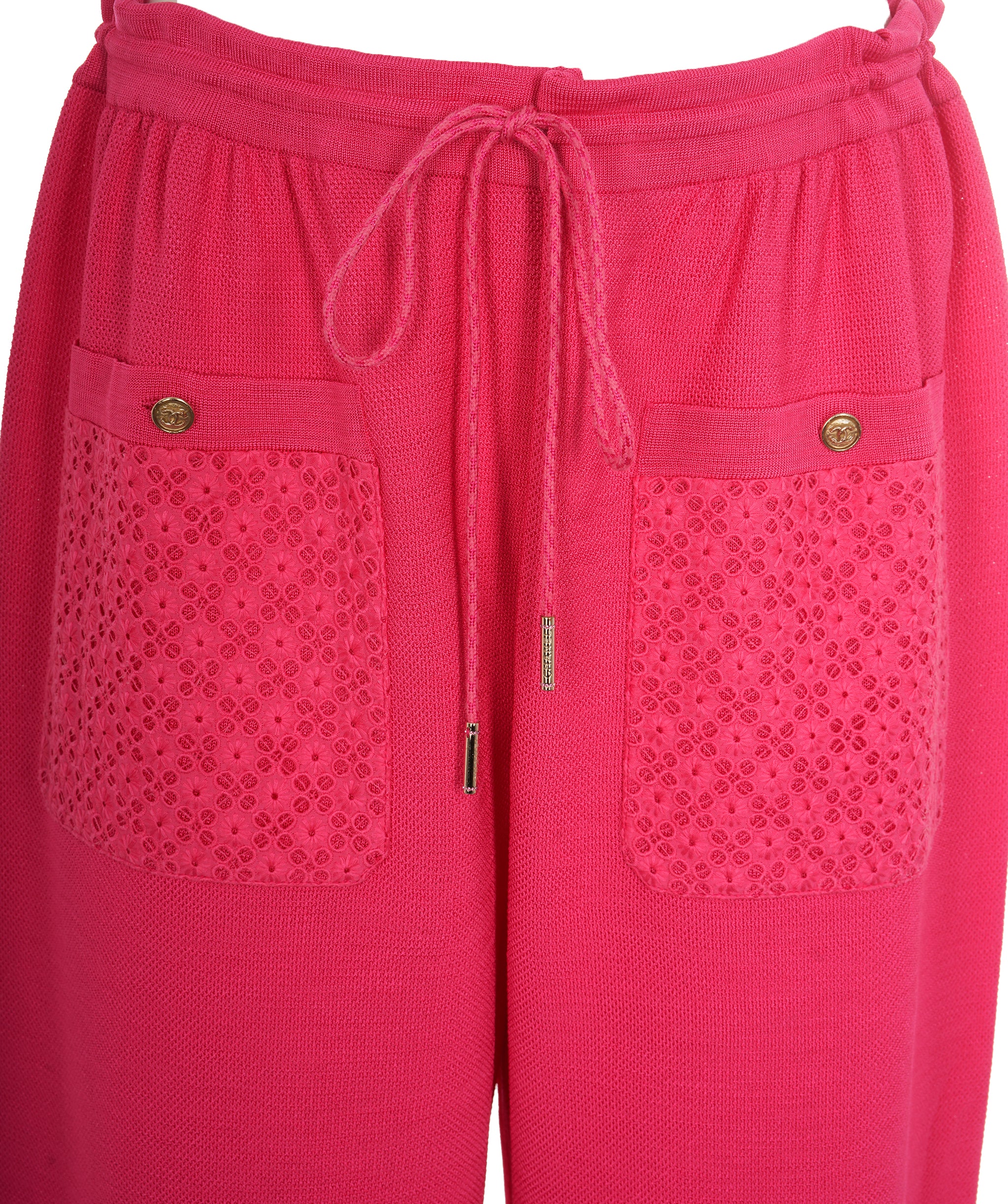 Chanel Pink Crochet Pocket Wide Leg Jogging Trousers ALC1816