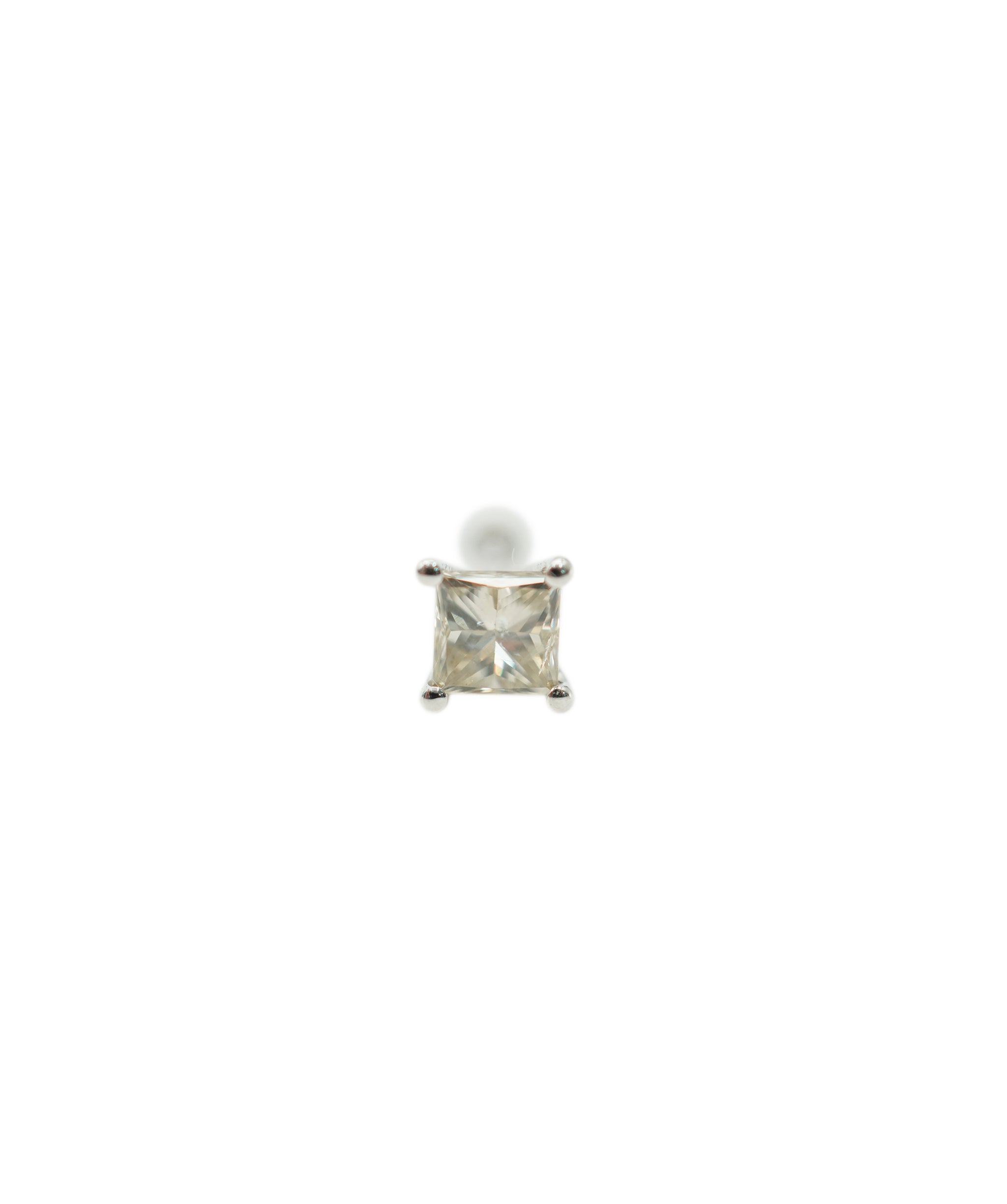 0.42ct PRINCESS FANCY CHAMPAGNE DIAMOND 18K WHITE GOLD EAR PIERCING ANL-S30-123