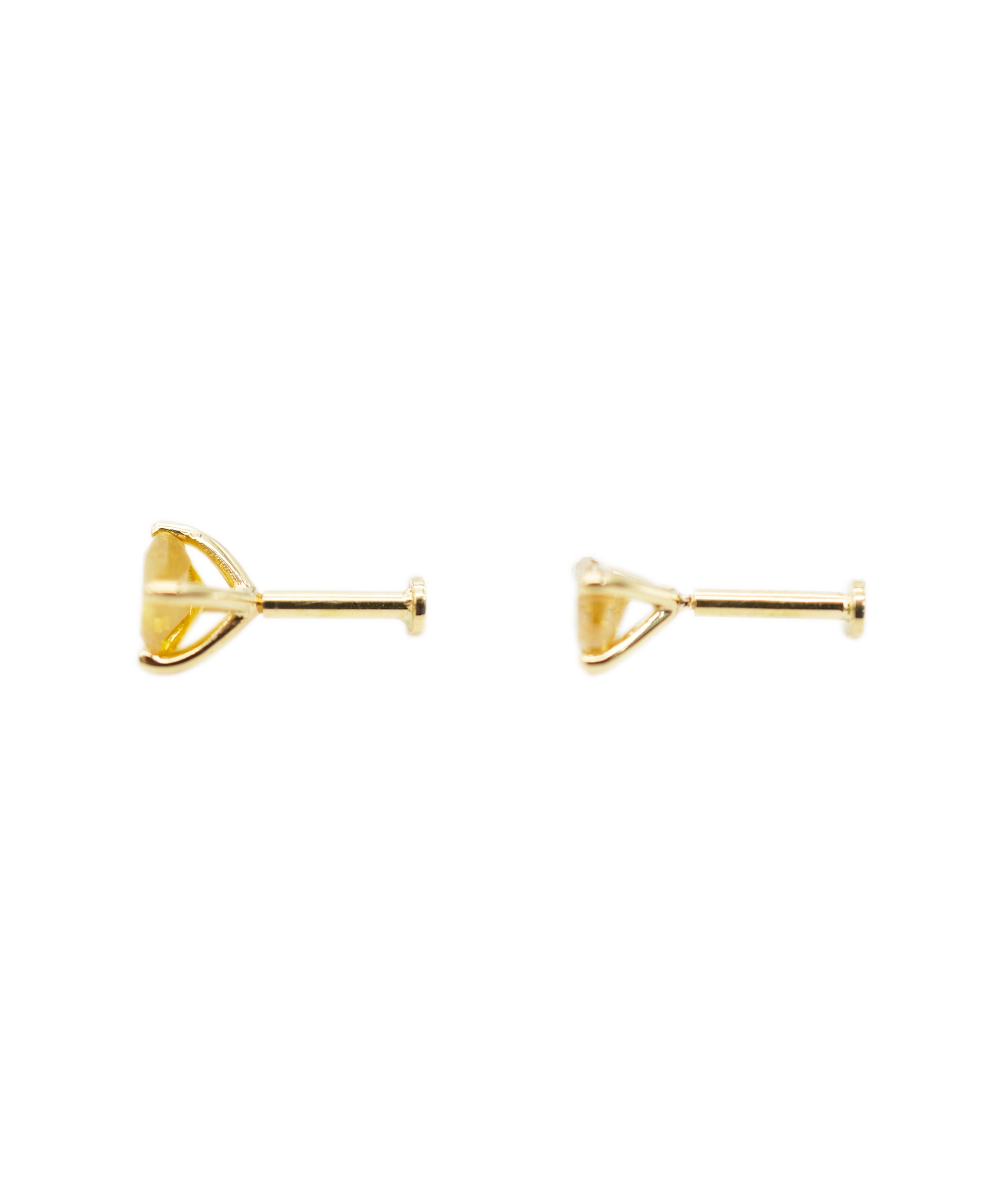 0.49ct & 0.5ct Mix Shape Rough Cut pair of Diamonds Set In 18K Y Gold Ear Piercing ANL-S28-151