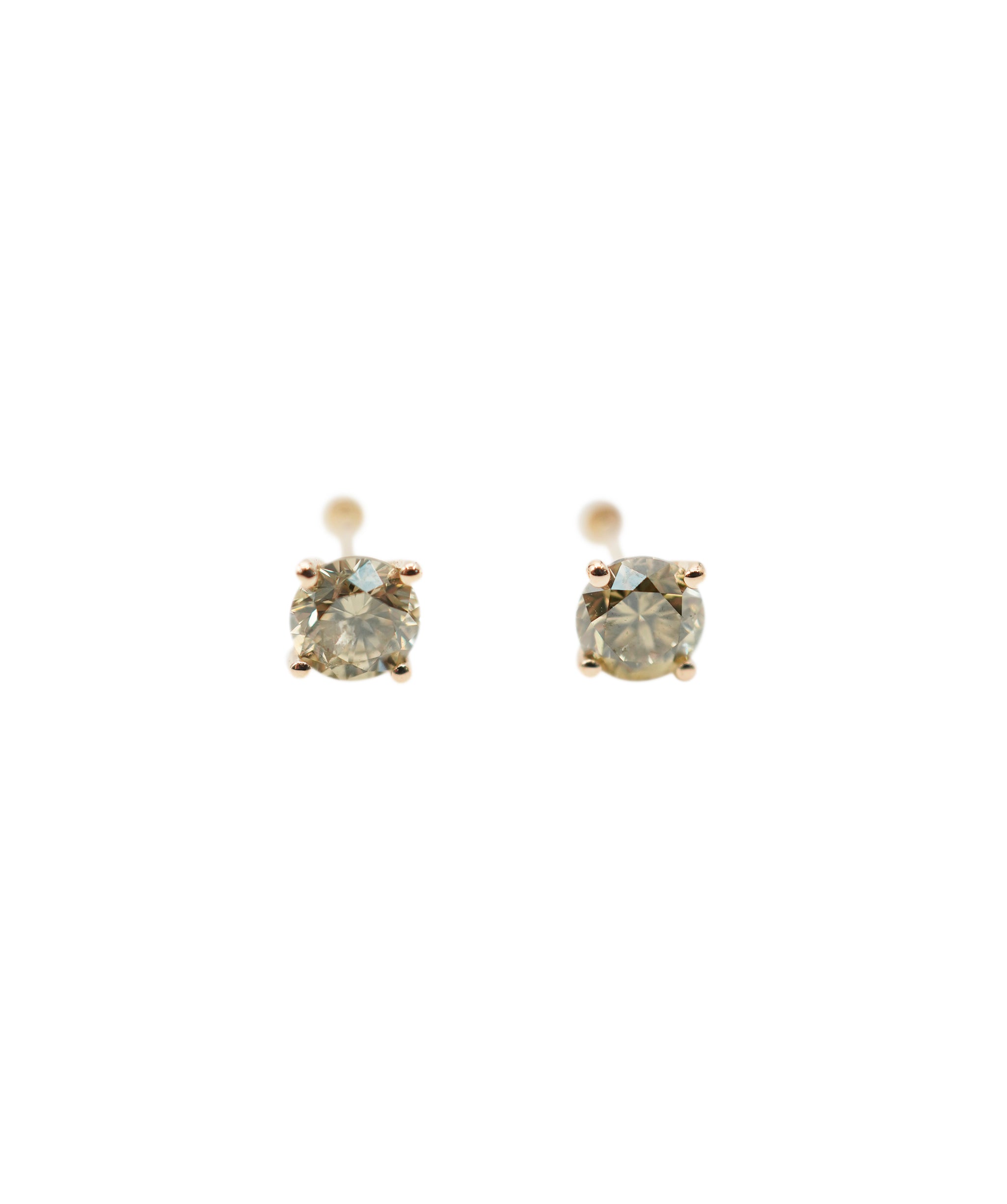 1.04ct ROUND GOLD BROWN DIAMOND SET IN ROSE GOLD EAR PIERCING ANL-S30-72