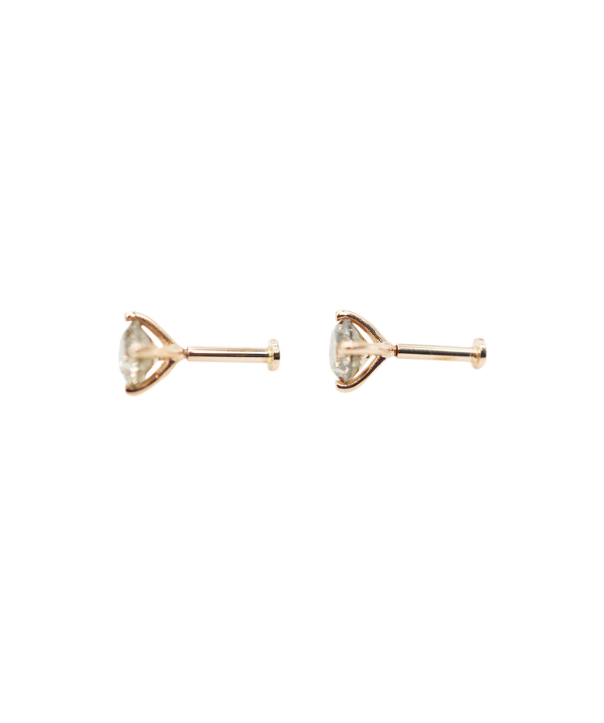 1.04ct ROUND GOLD BROWN DIAMOND SET IN ROSE GOLD EAR PIERCING ANL-S30-72