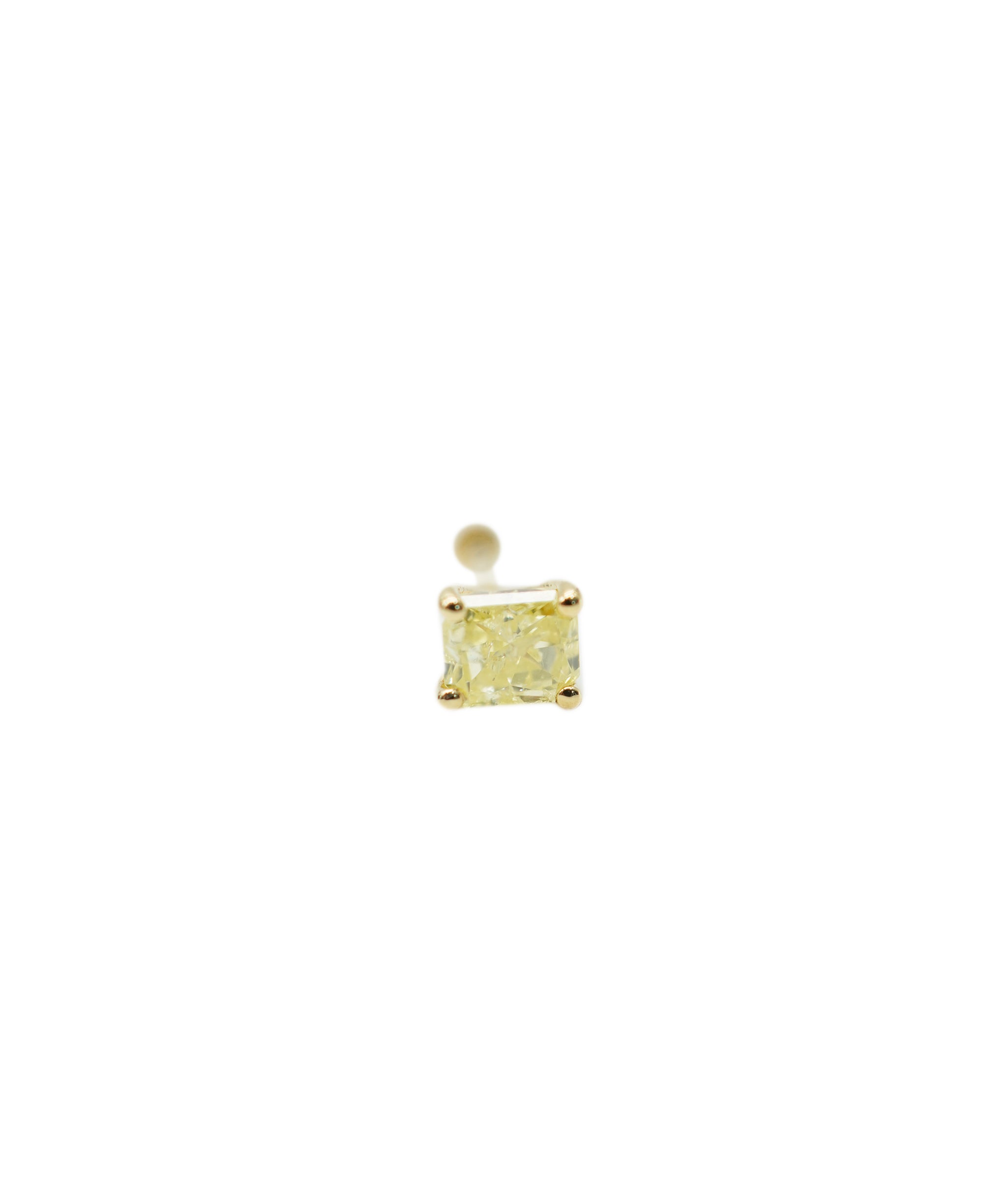 0.5ct RADIANT FANCY YELLOW DIAMOND SET IN 18K YELLOW GOLD EAR PIERCING ANL-S30-126