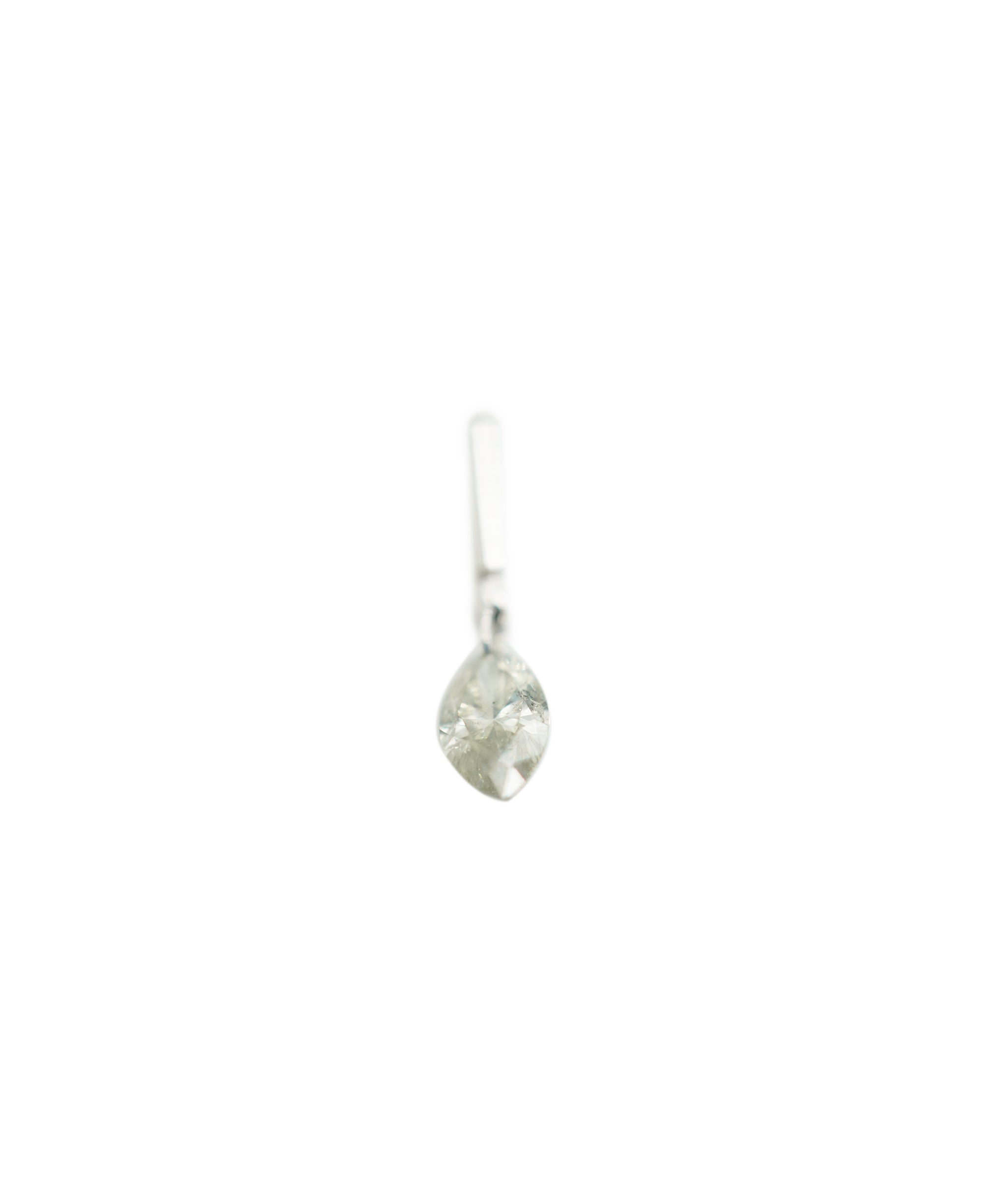 0.4ct MARQUISE GREEN GREY DIAMOND SET IN 18K WHITE GOLD EAR PIERCING ANL-S30-128