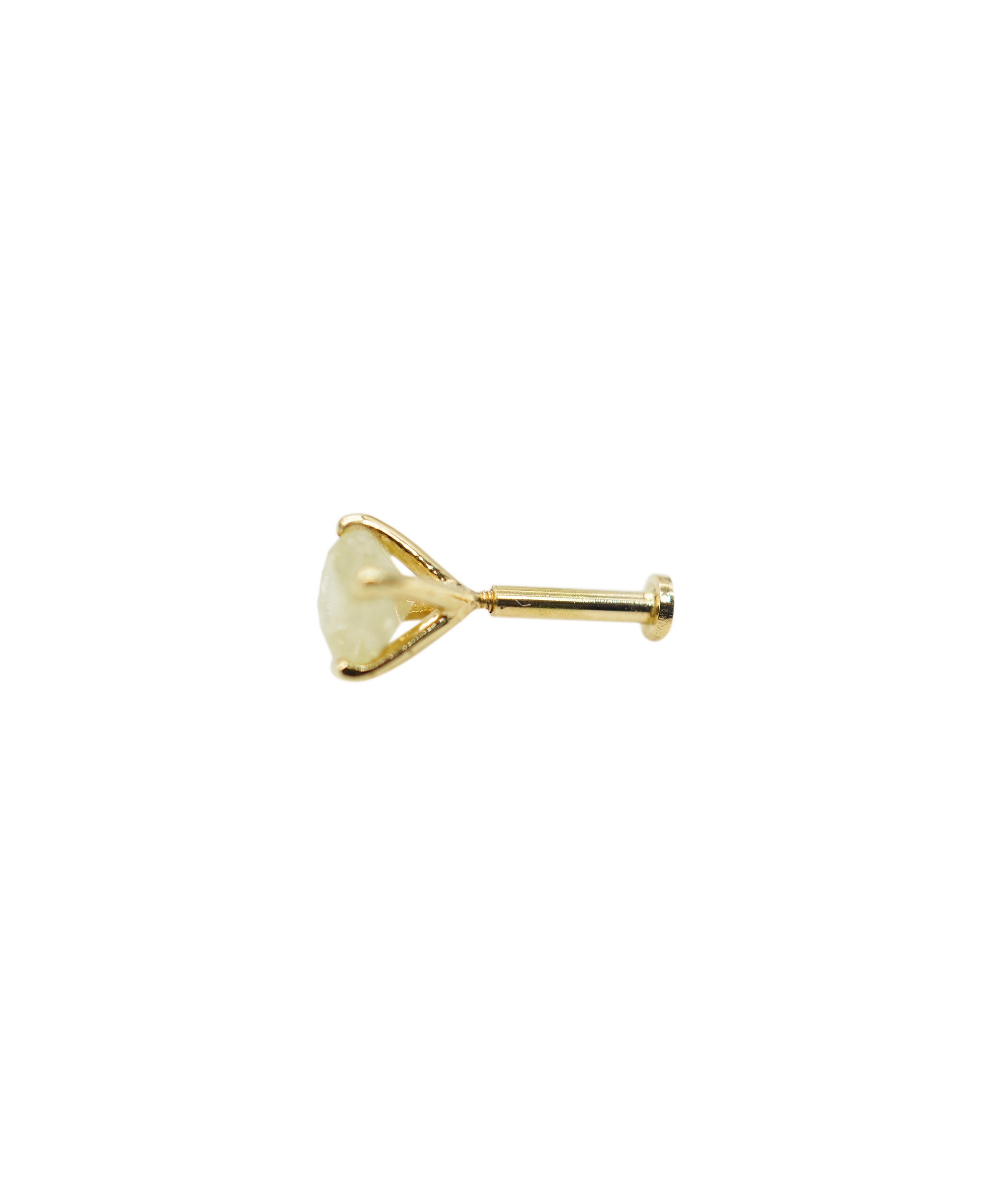 0.50ct Approx Rough Cut Diamond Set In 18K Yellow Gold Ear Piercing ANL-S28-119