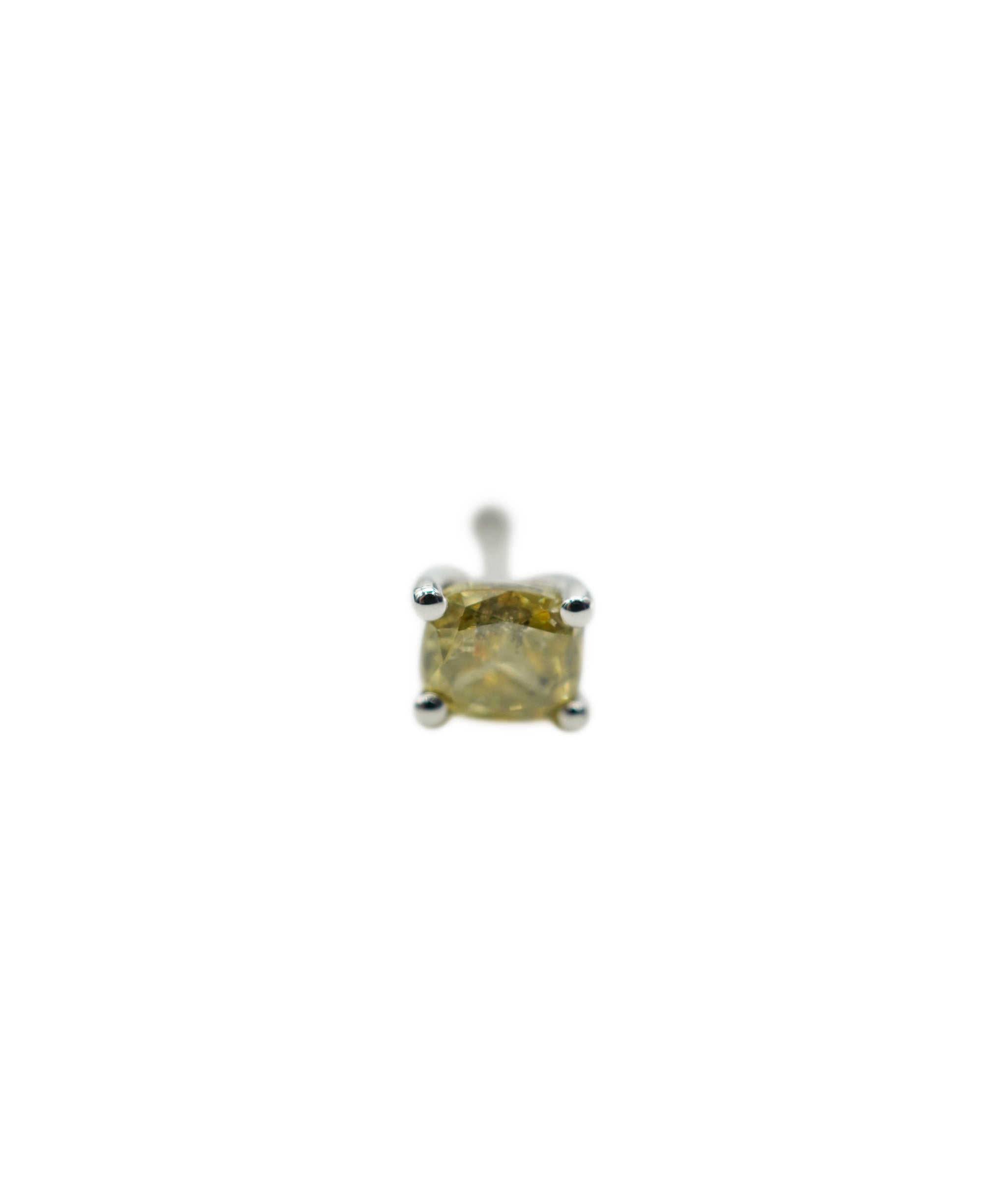 0.50ct Approx Rough Cut Green Diamond In 18K White Gold Flat Back Ear Piercing