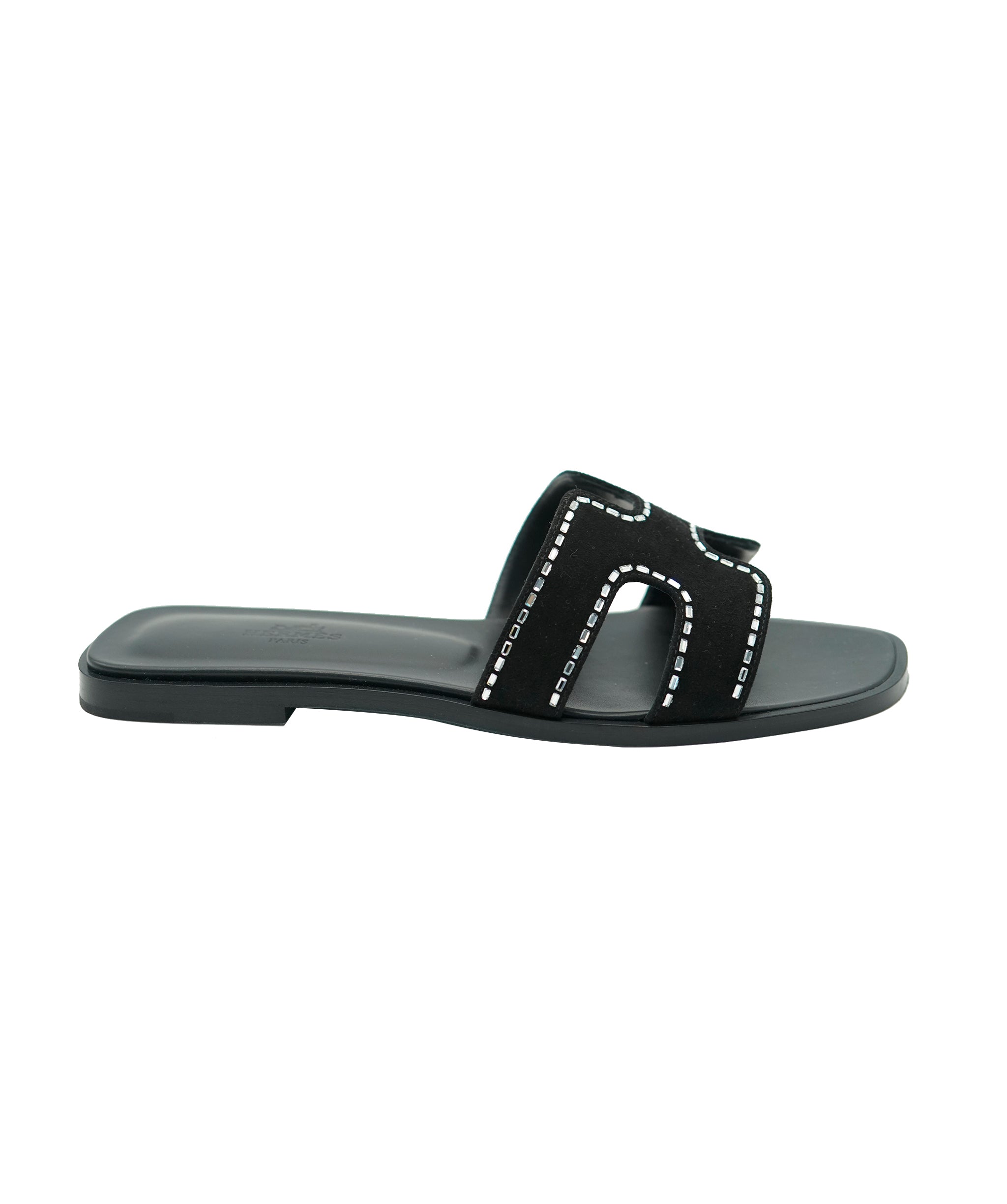 Hermès Black Calfskin Embellished Oran Sandals - 38 ABC1005 *RRP £1020*