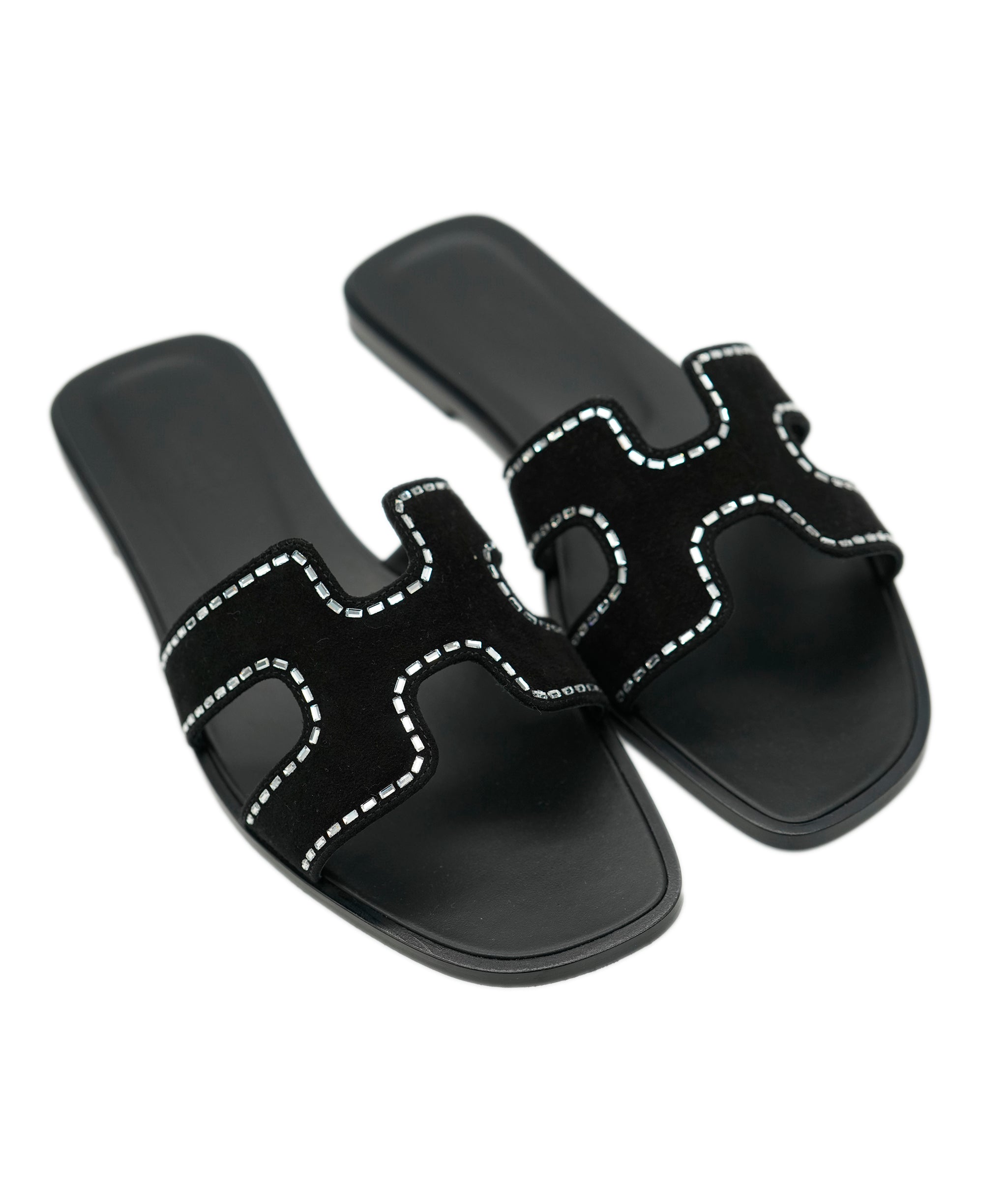 Hermès Black Calfskin Embellished Oran Sandals - 38 ABC1005 *RRP £1020*